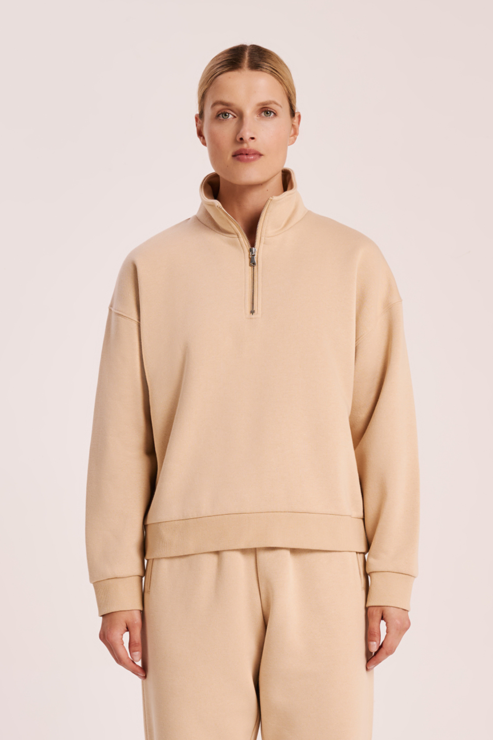 Carter Classic Zip Front Sweat Sand 