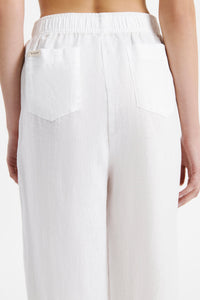 Nude Lucy Lounge Linen Crop Pant in White