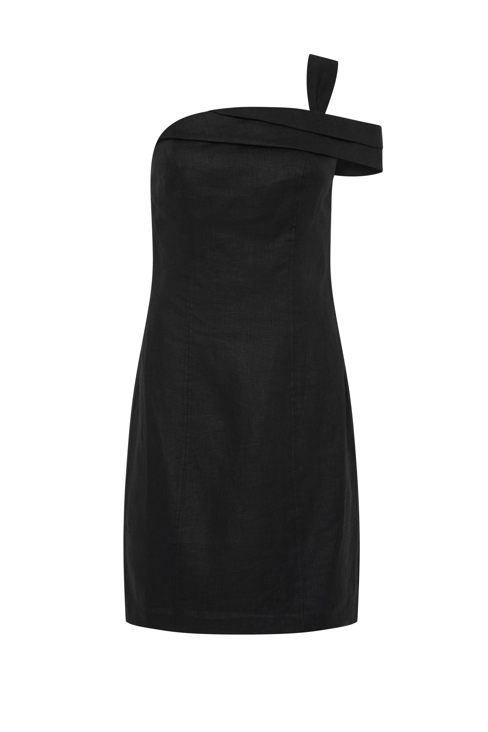 Reese Linen Mini Dress Black 