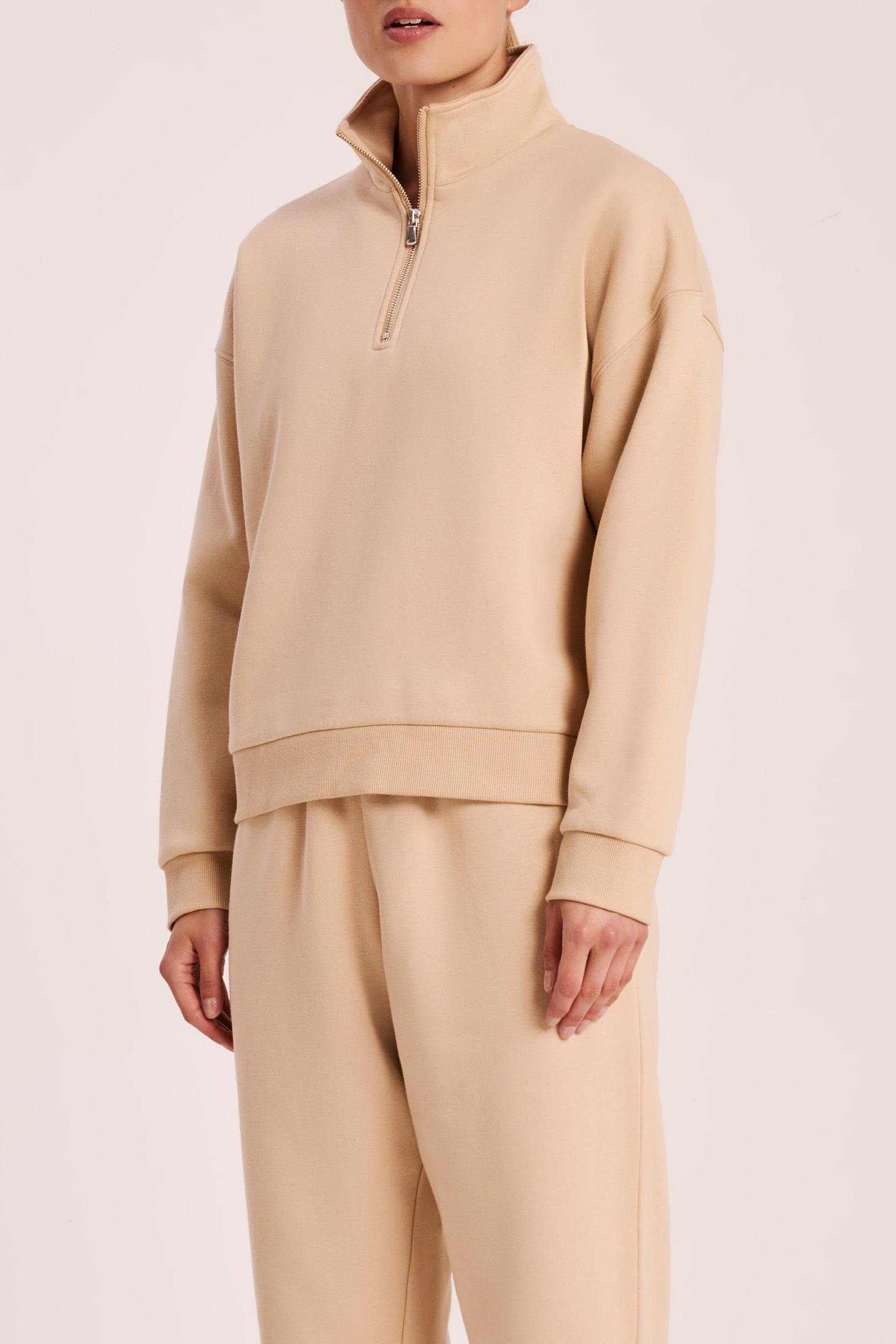 Carter Classic Zip Front Sweat Sand 