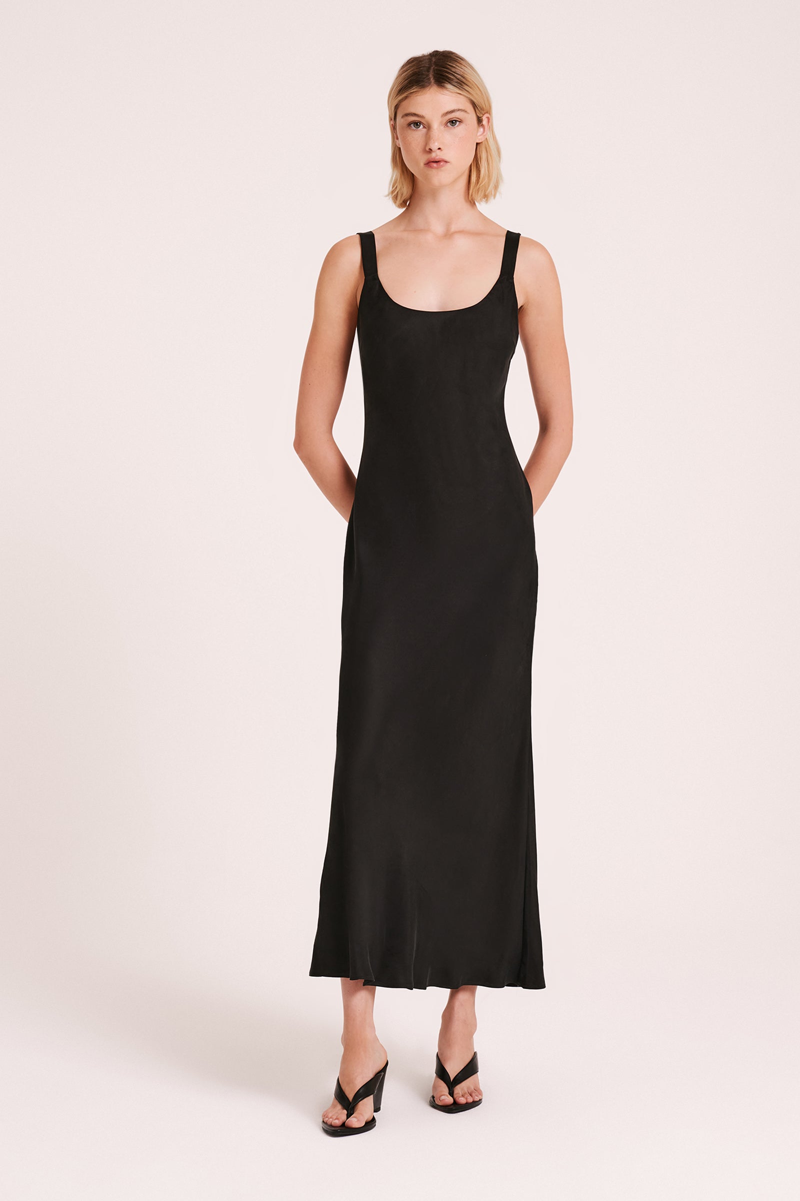 Ren Cupro Slip Dress Black 