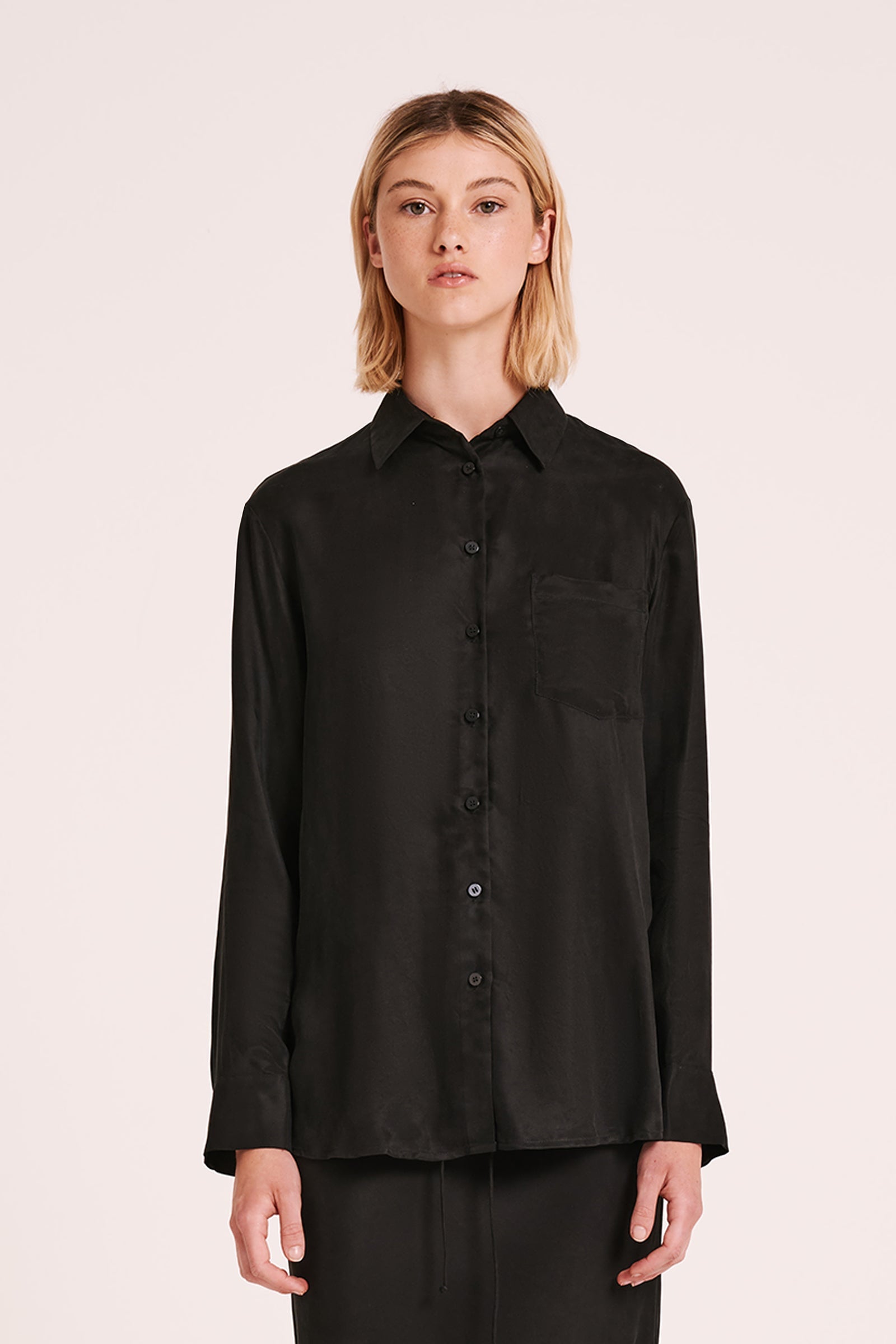 Ari L/s Cupro Shirt Black 