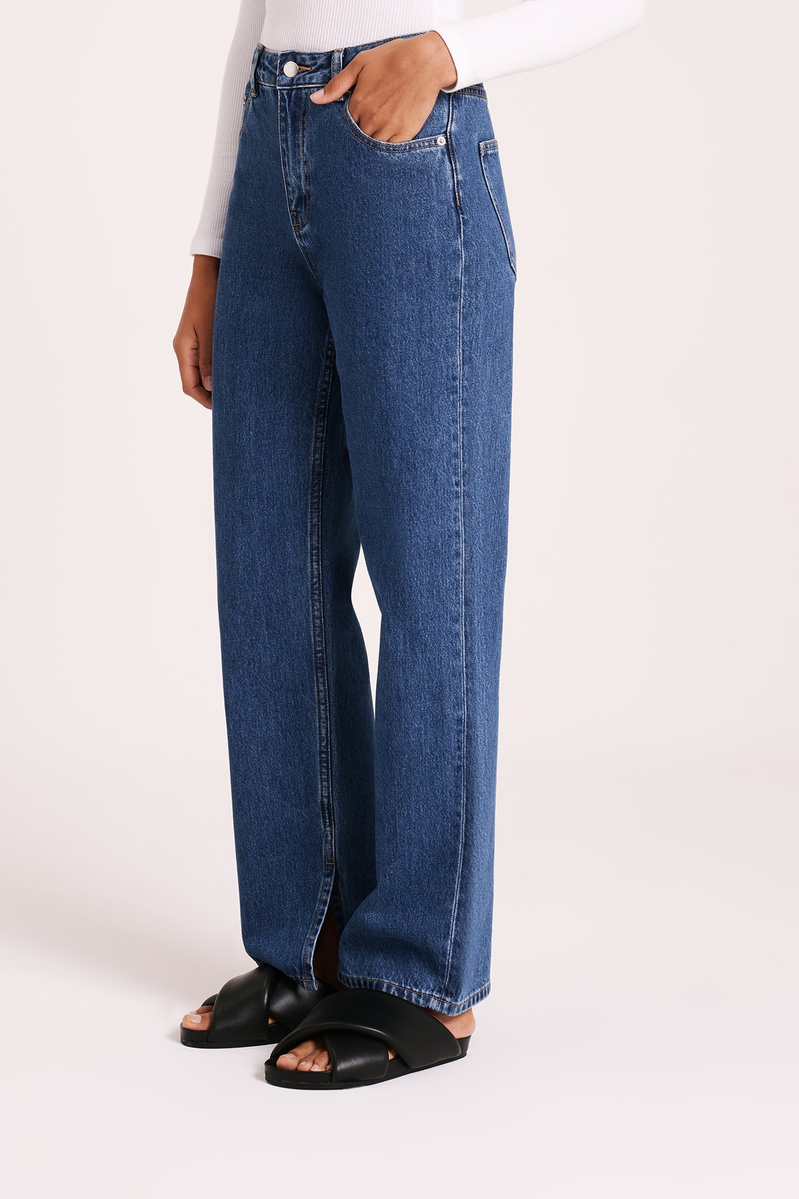 Organic Split Hem Jean Vintage Blue 