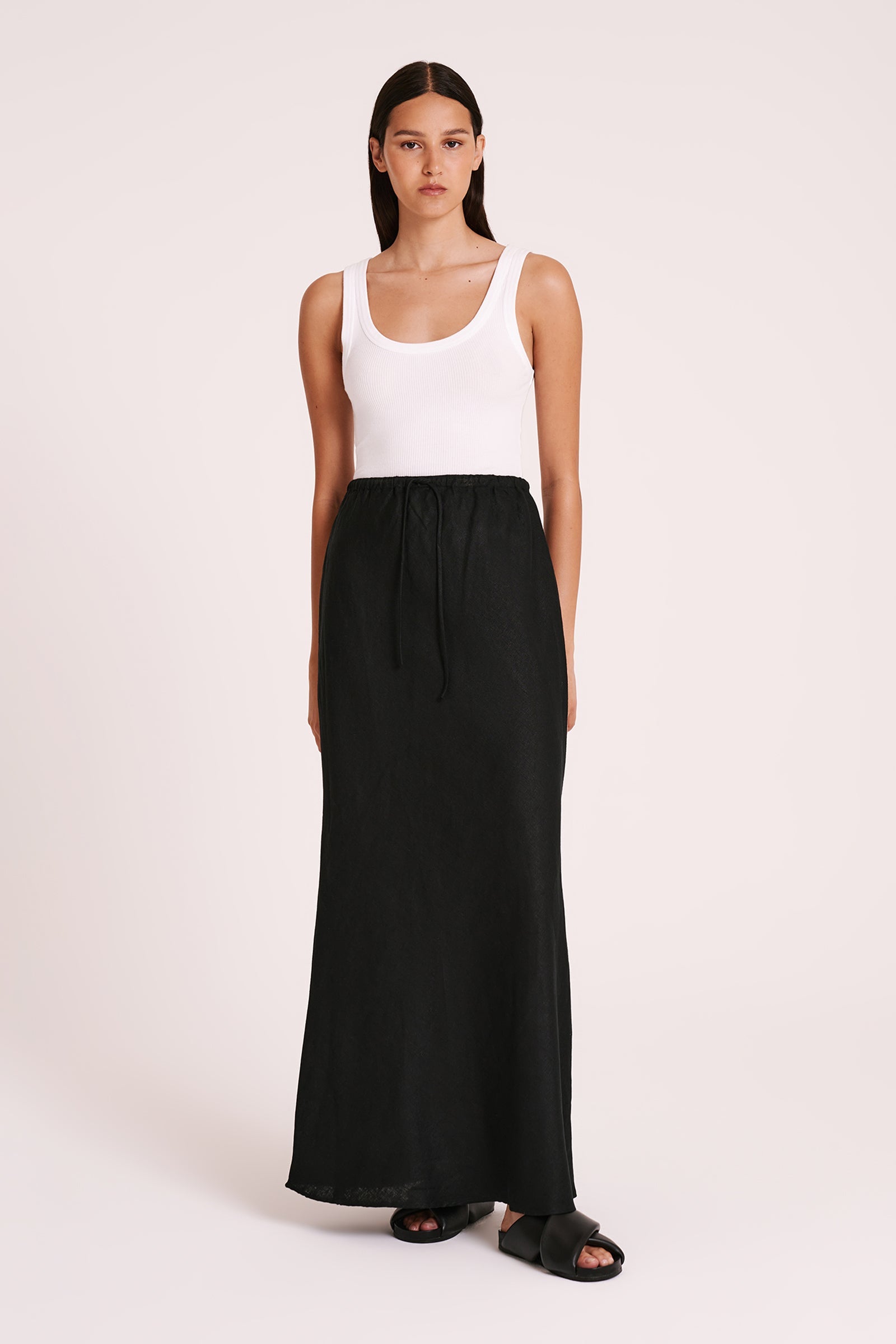 Amani Linen Skirt Black 