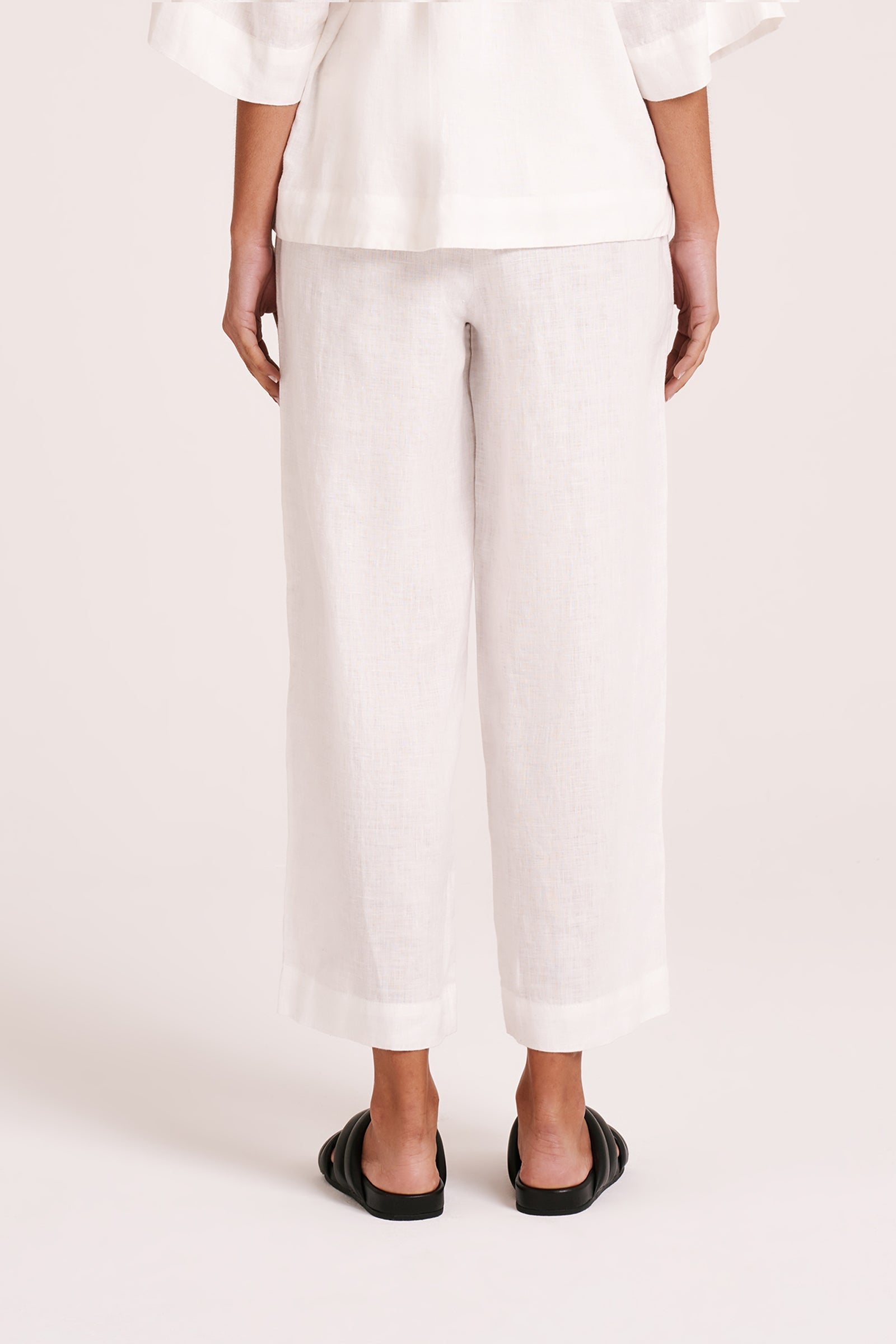 Lounge Linen Crop Pant White 