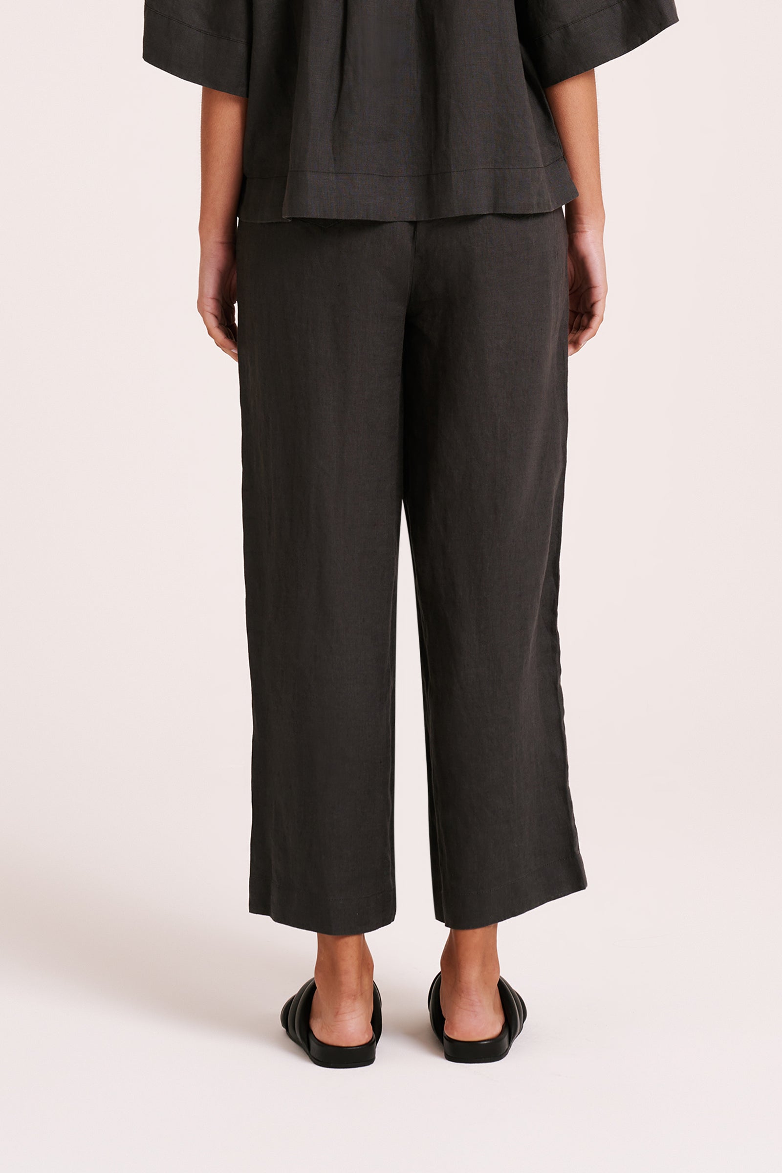 Lounge Linen Crop Pant Coal 