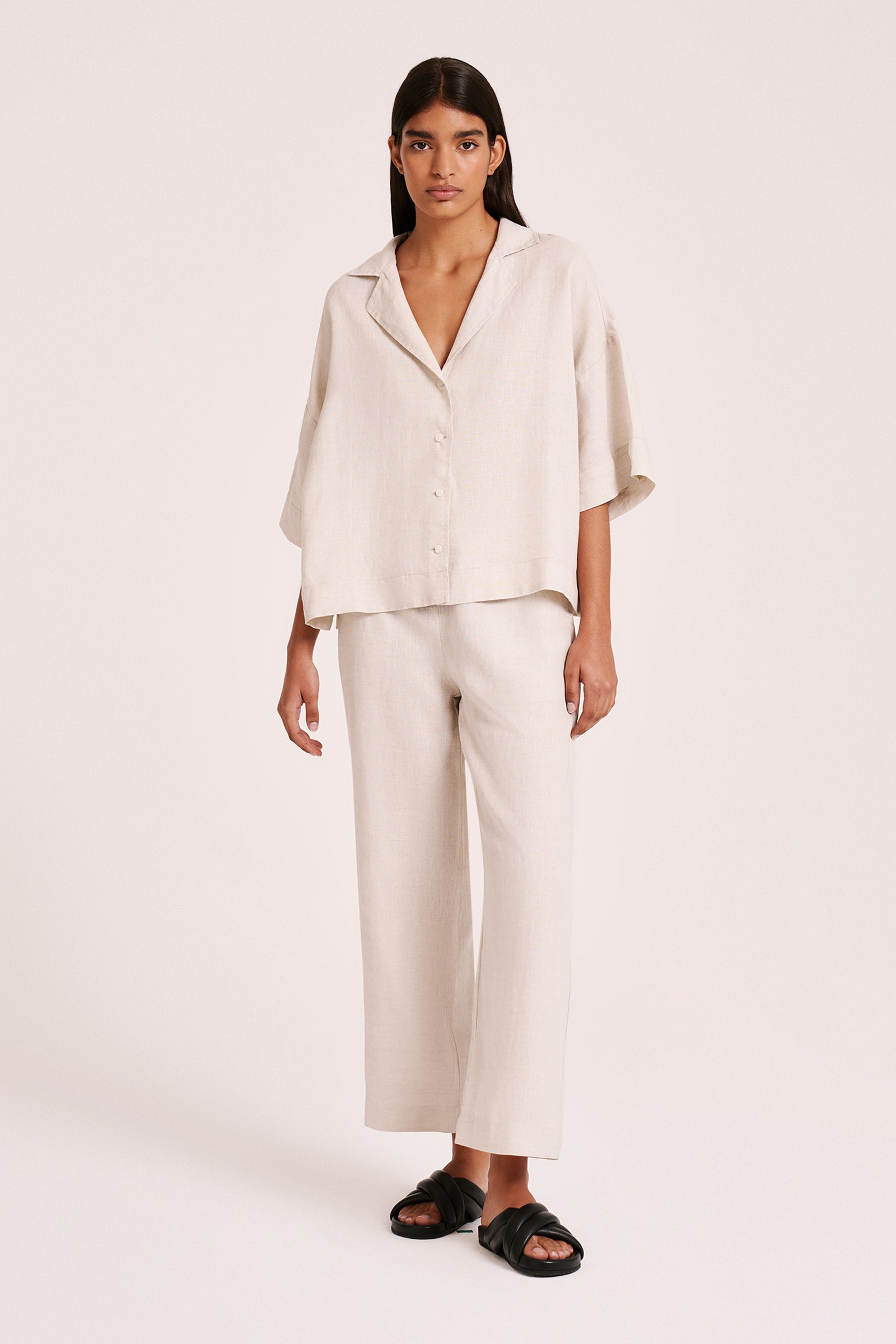 Lounge Linen Crop Pant Natural 