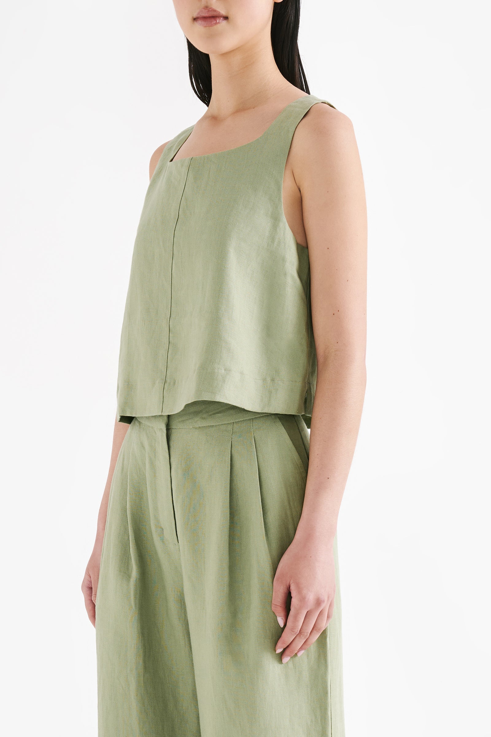 Thilda Linen Top Sage 