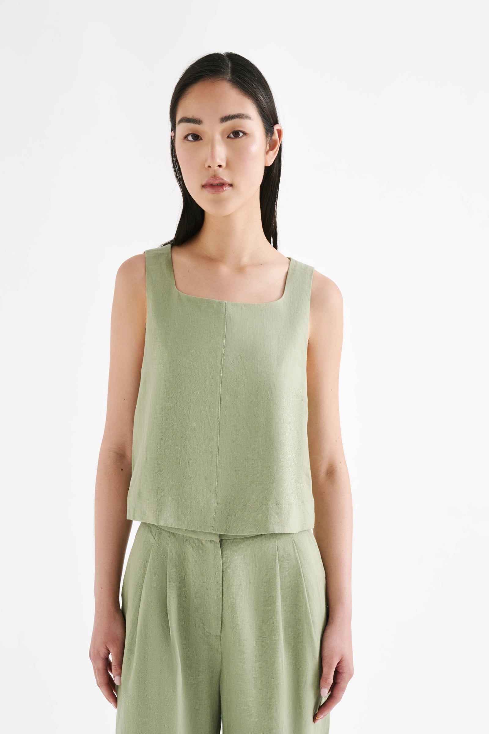 Thilda Linen Top Sage 