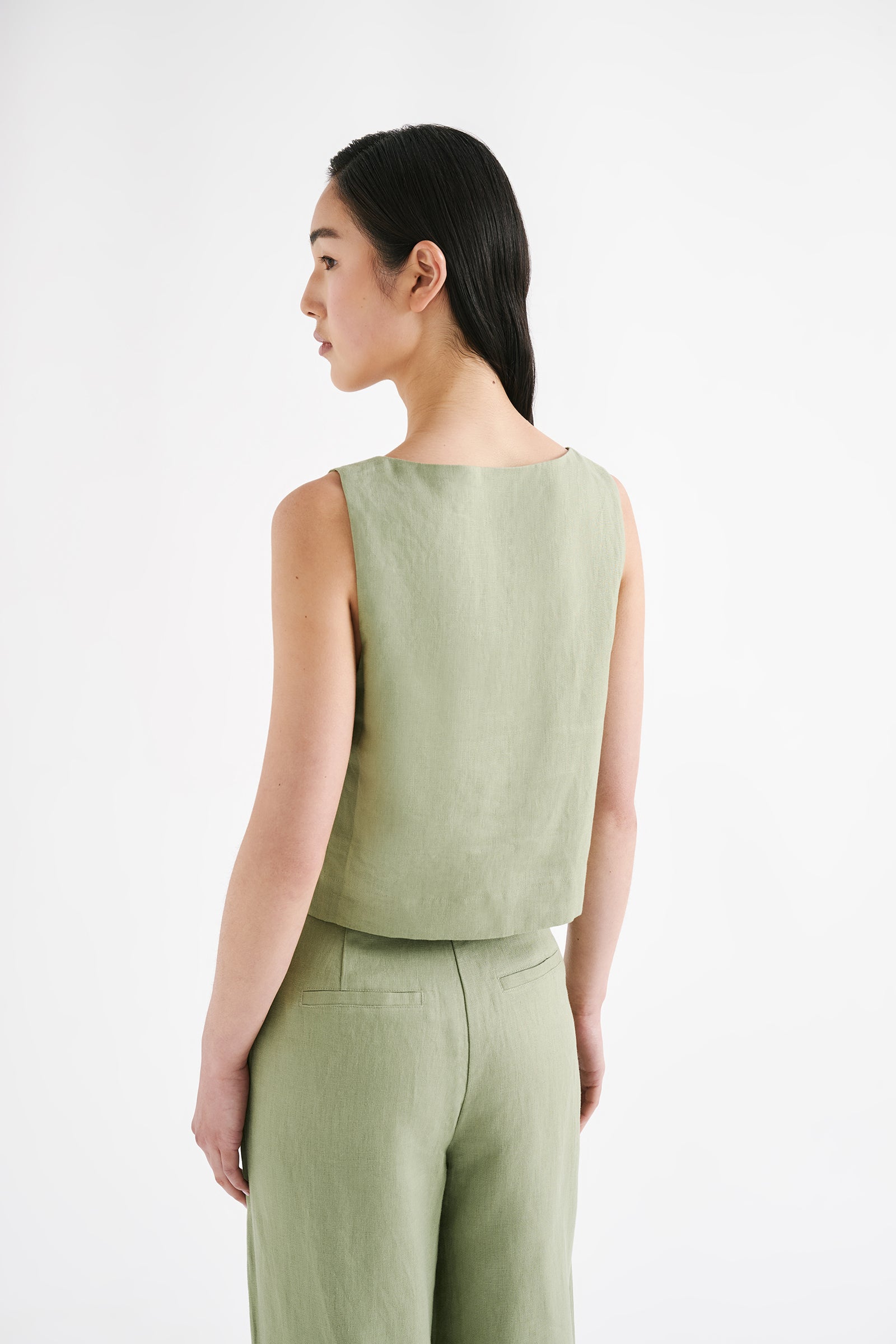 Thilda Linen Top Sage 