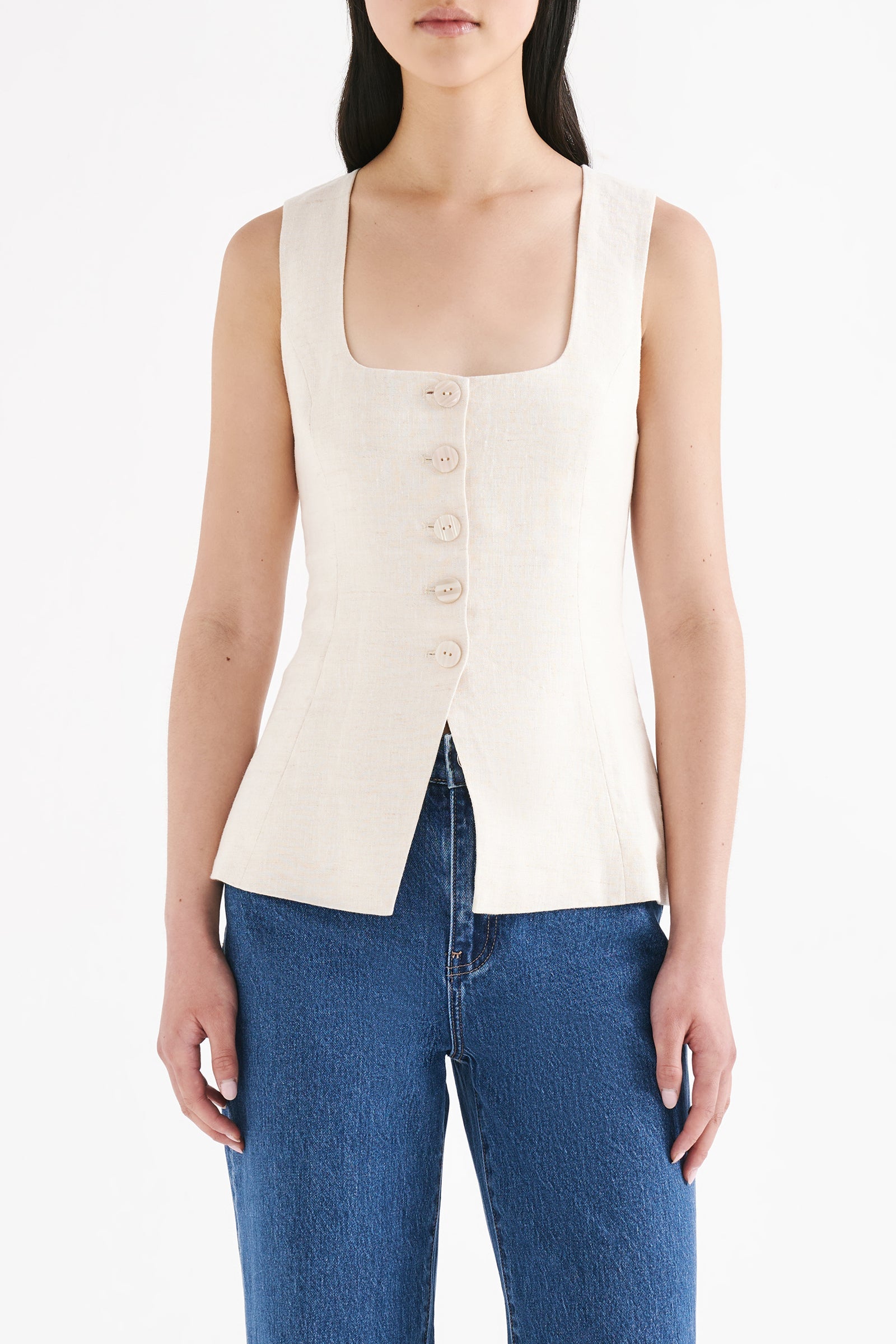 Clio Linen Vest Natural 