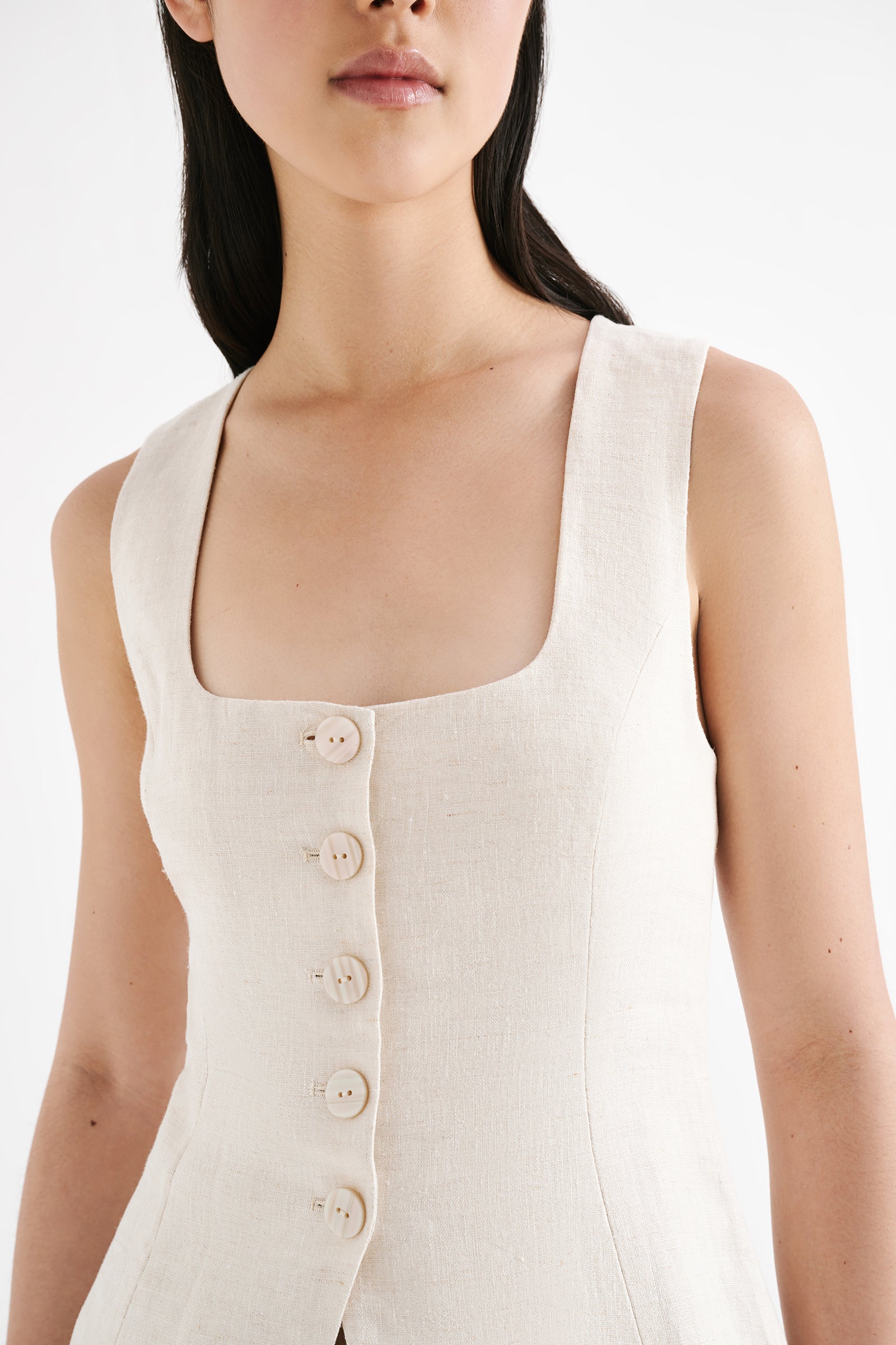 Clio Linen Vest Natural 