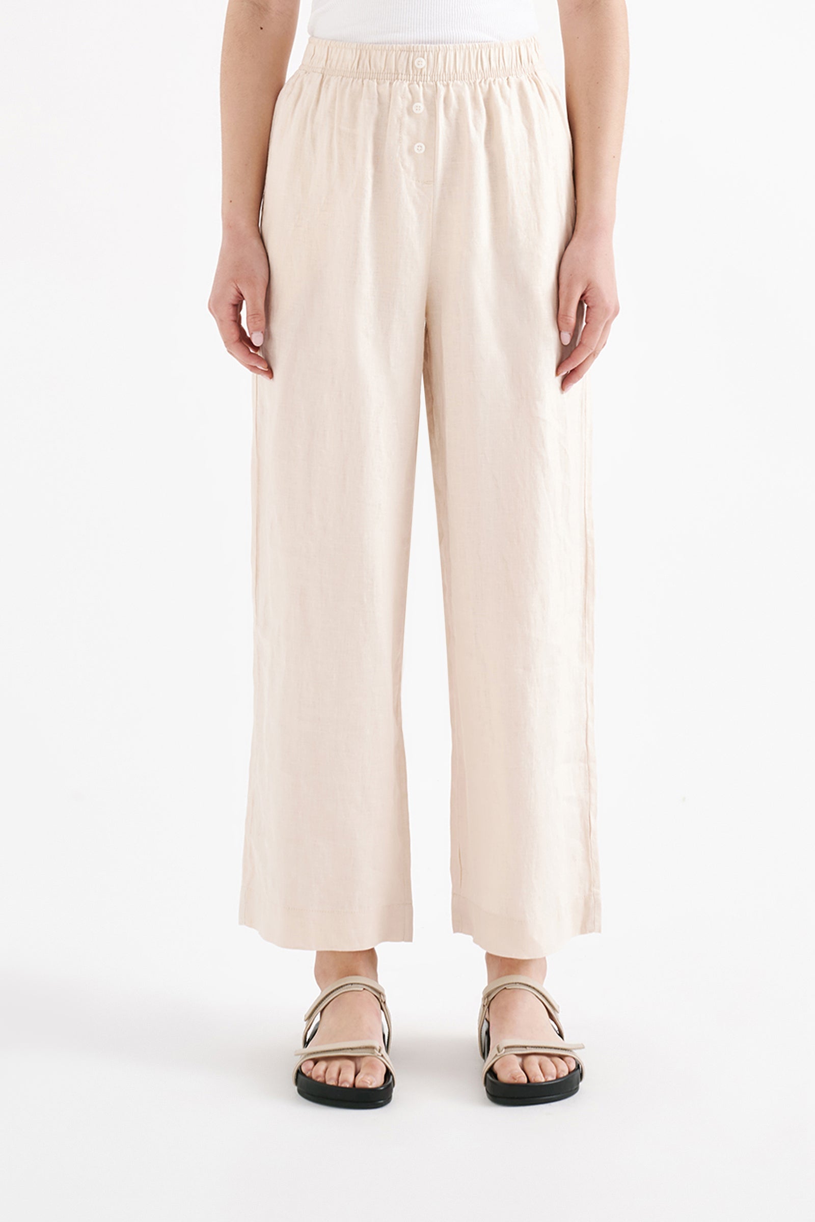 Lounge Linen Crop Pant Pannacotta 