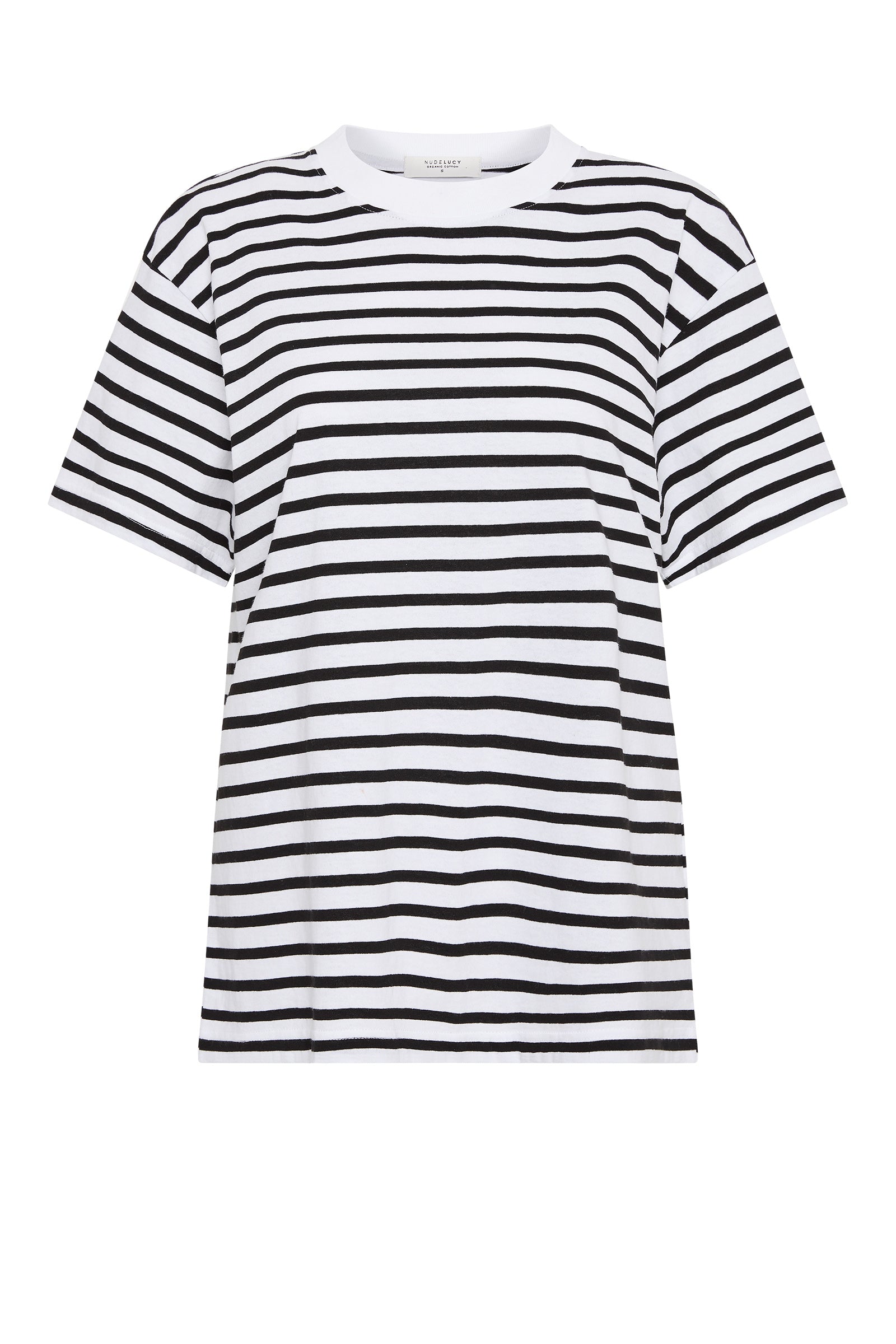 Organic Stripe Boyfriend Tee Black Stripe 