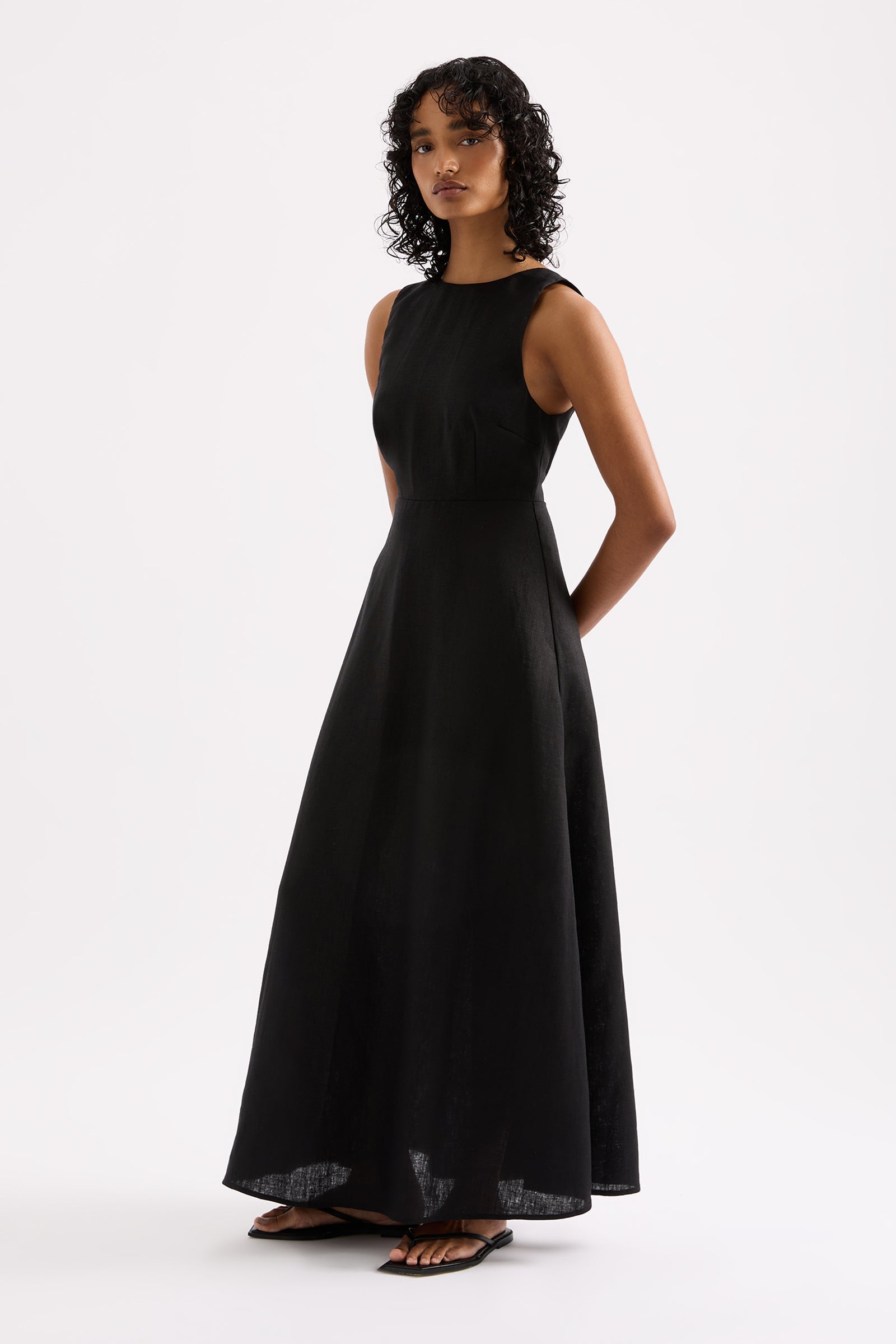 Gael Linen Maxi Dress Black 