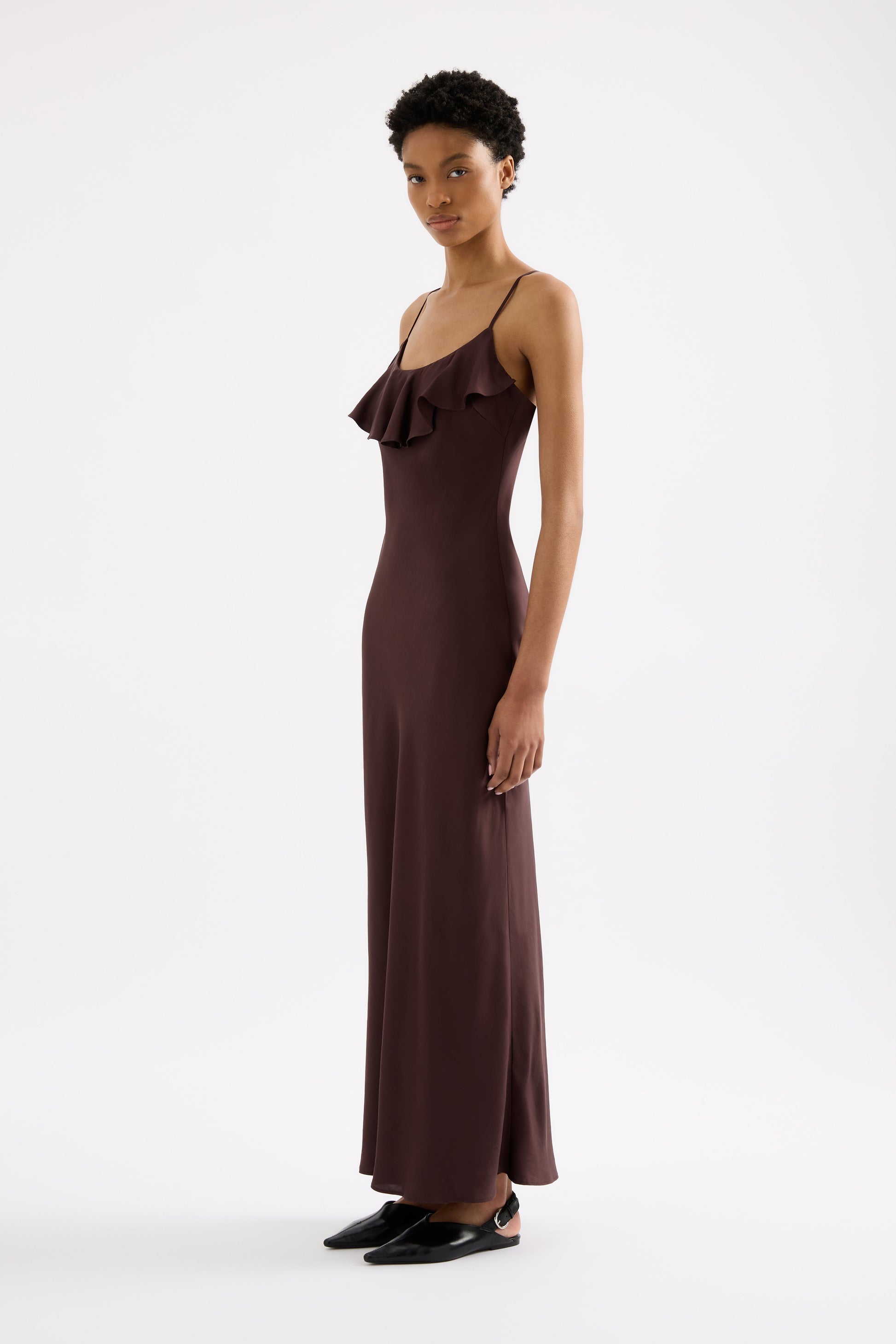 Neve Slip Maxi Dress Espresso 