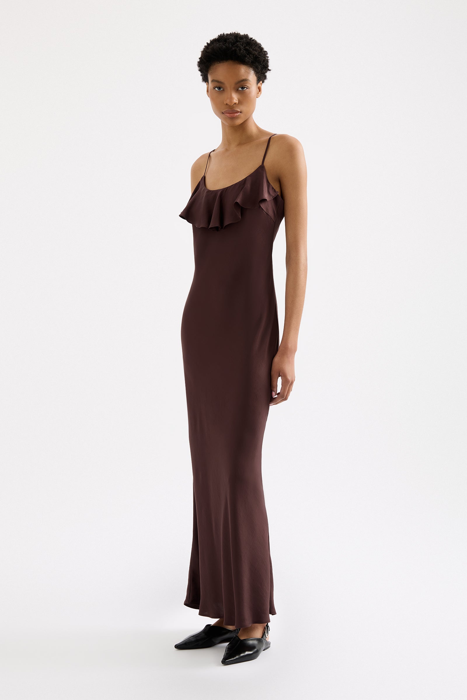 Neve Slip Maxi Dress Espresso 