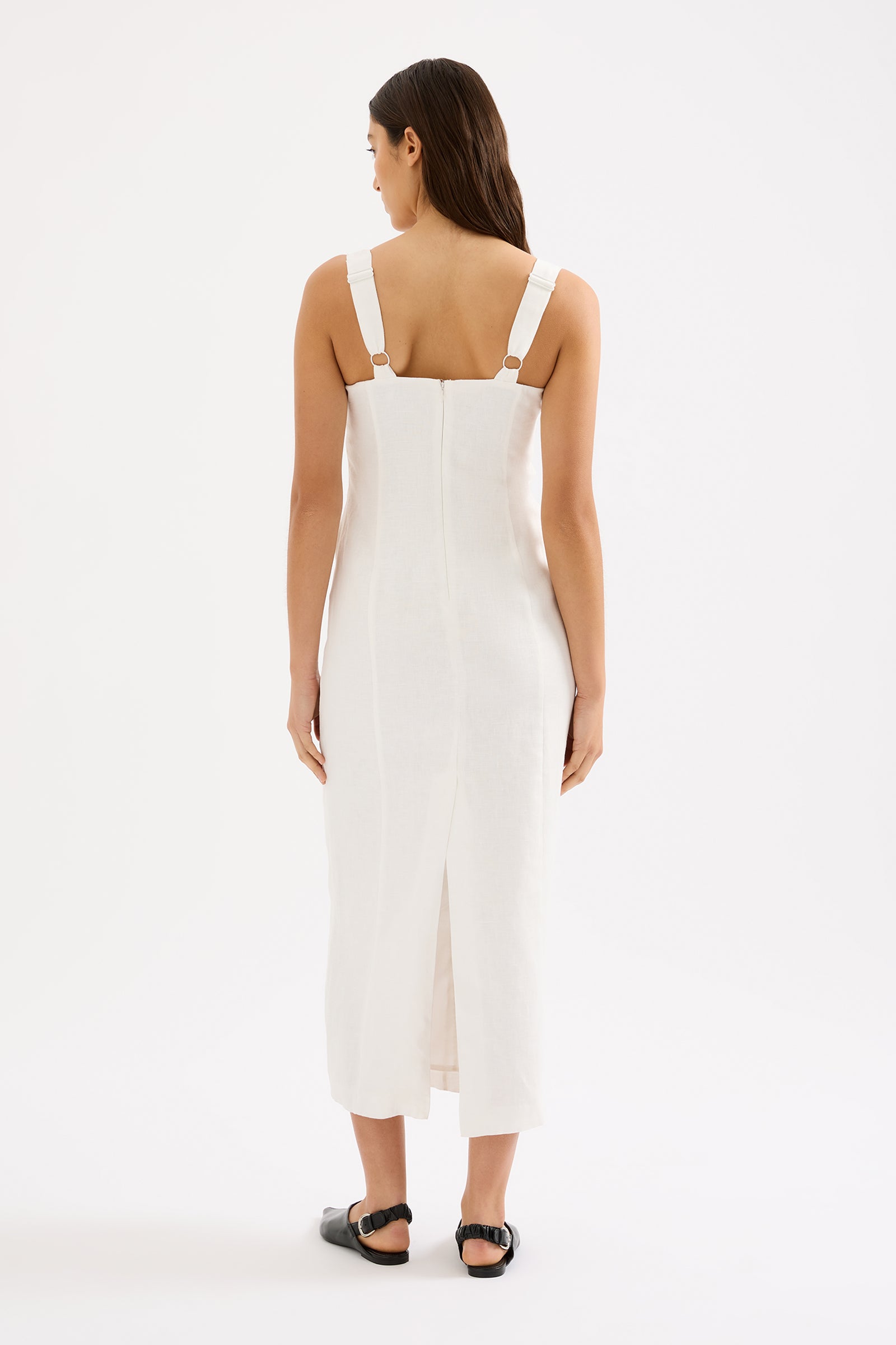 Monroe Linen Midi Dress White 