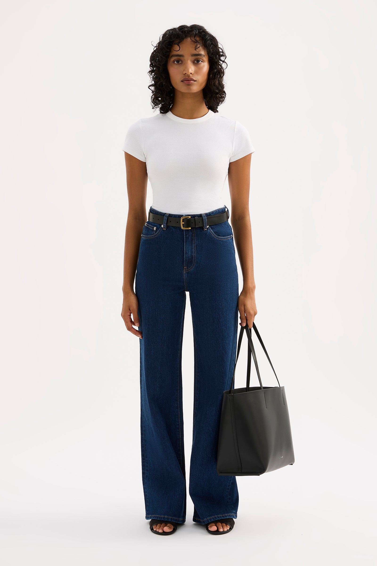 Organic Stretch Wide Leg Jean Force Blue 