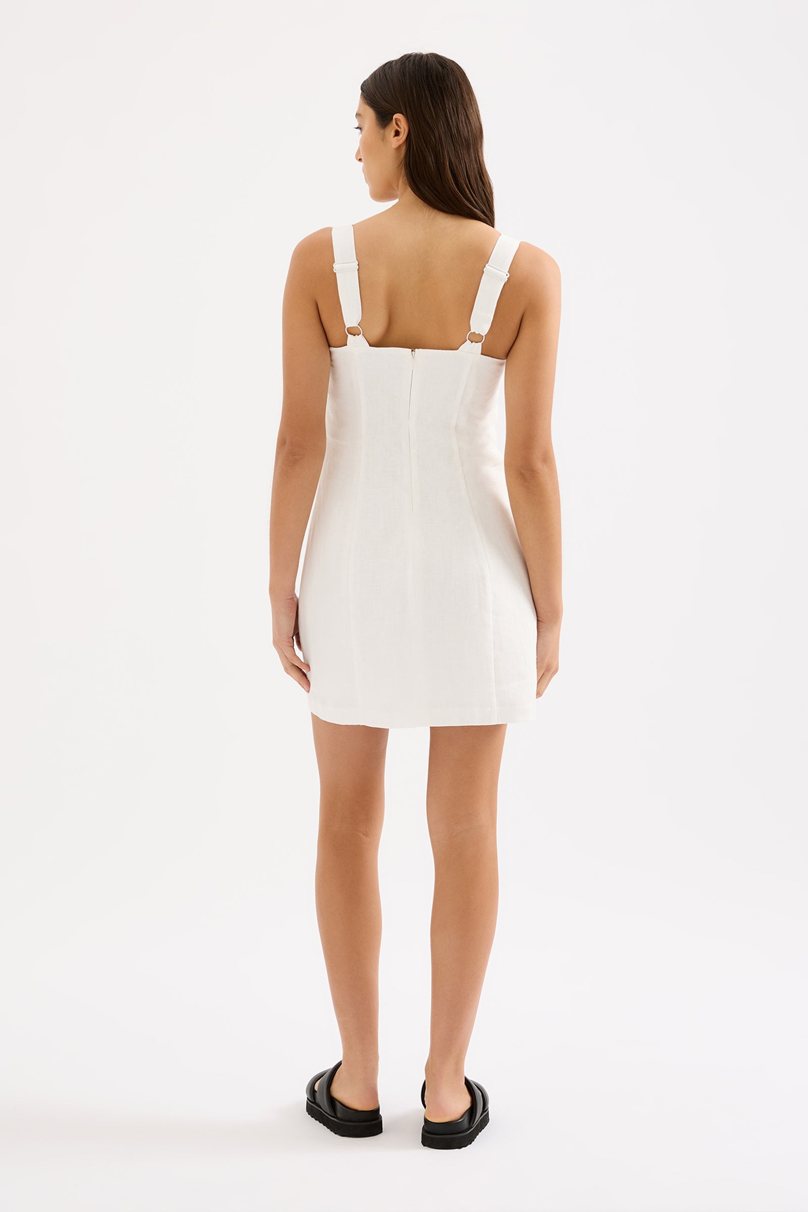 Monroe Linen Mini Dress White 