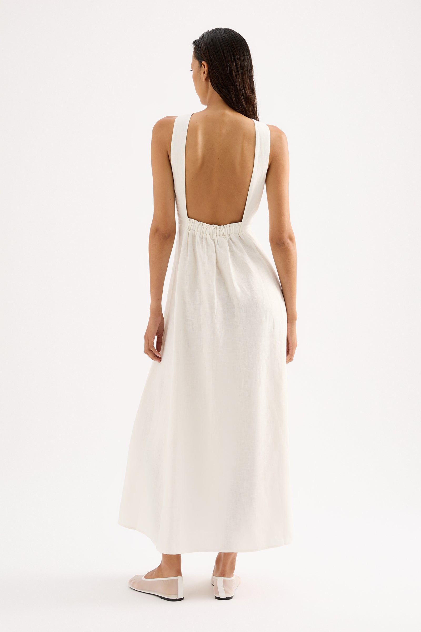 Gael Linen Maxi Dress White 