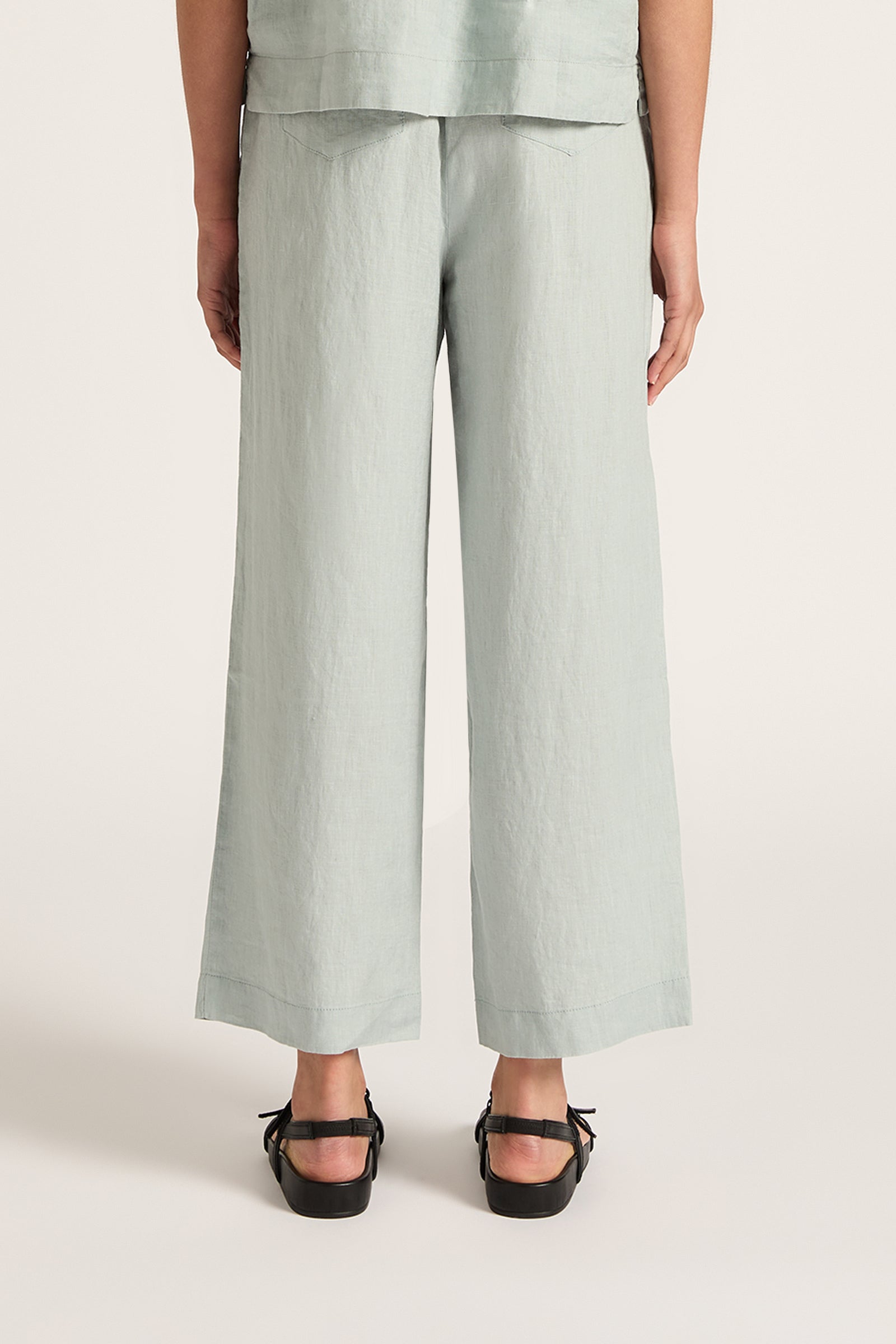 Lounge Linen Crop Pant Seafoam 