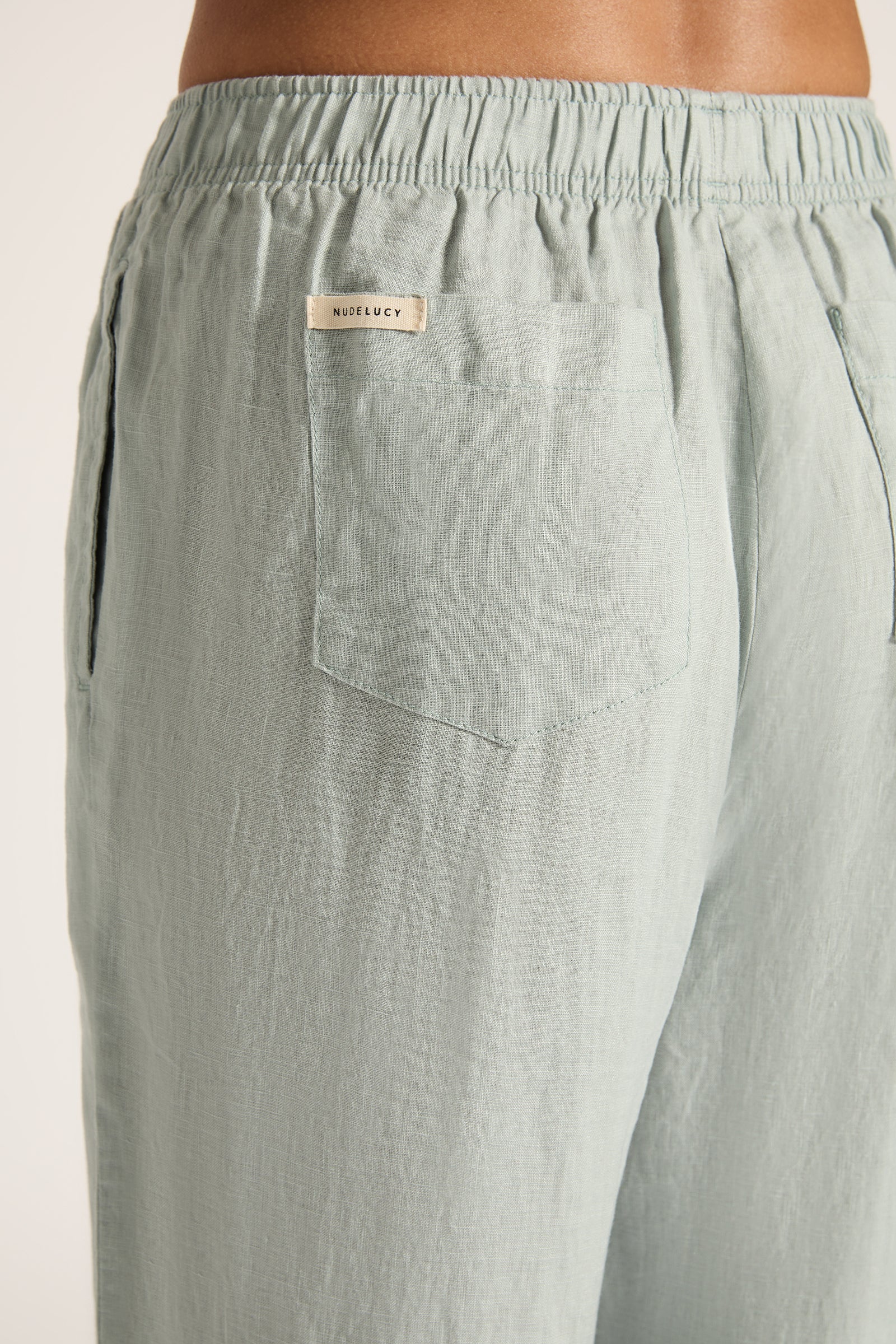 Lounge Linen Crop Pant Seafoam 