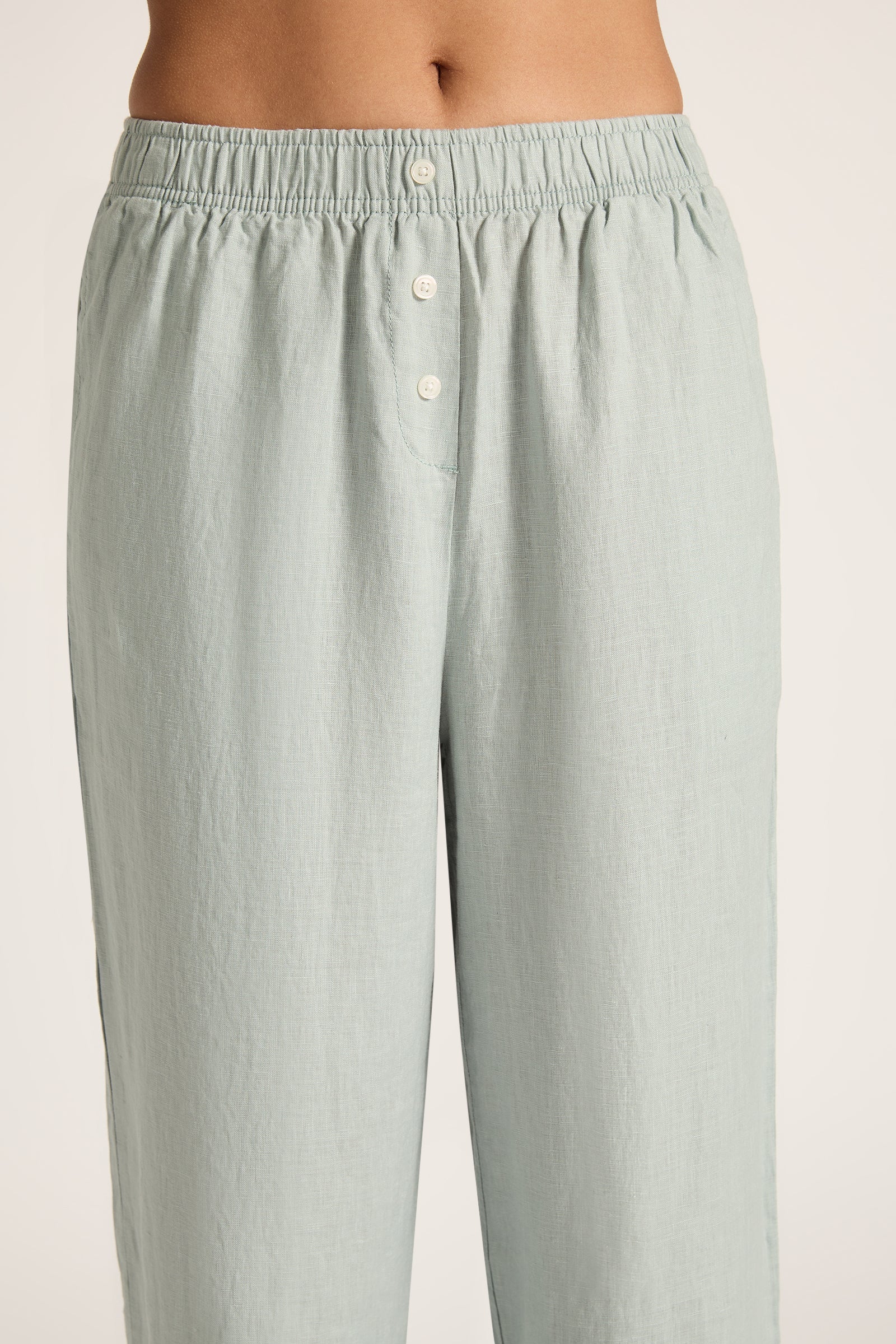 Lounge Linen Crop Pant Seafoam 