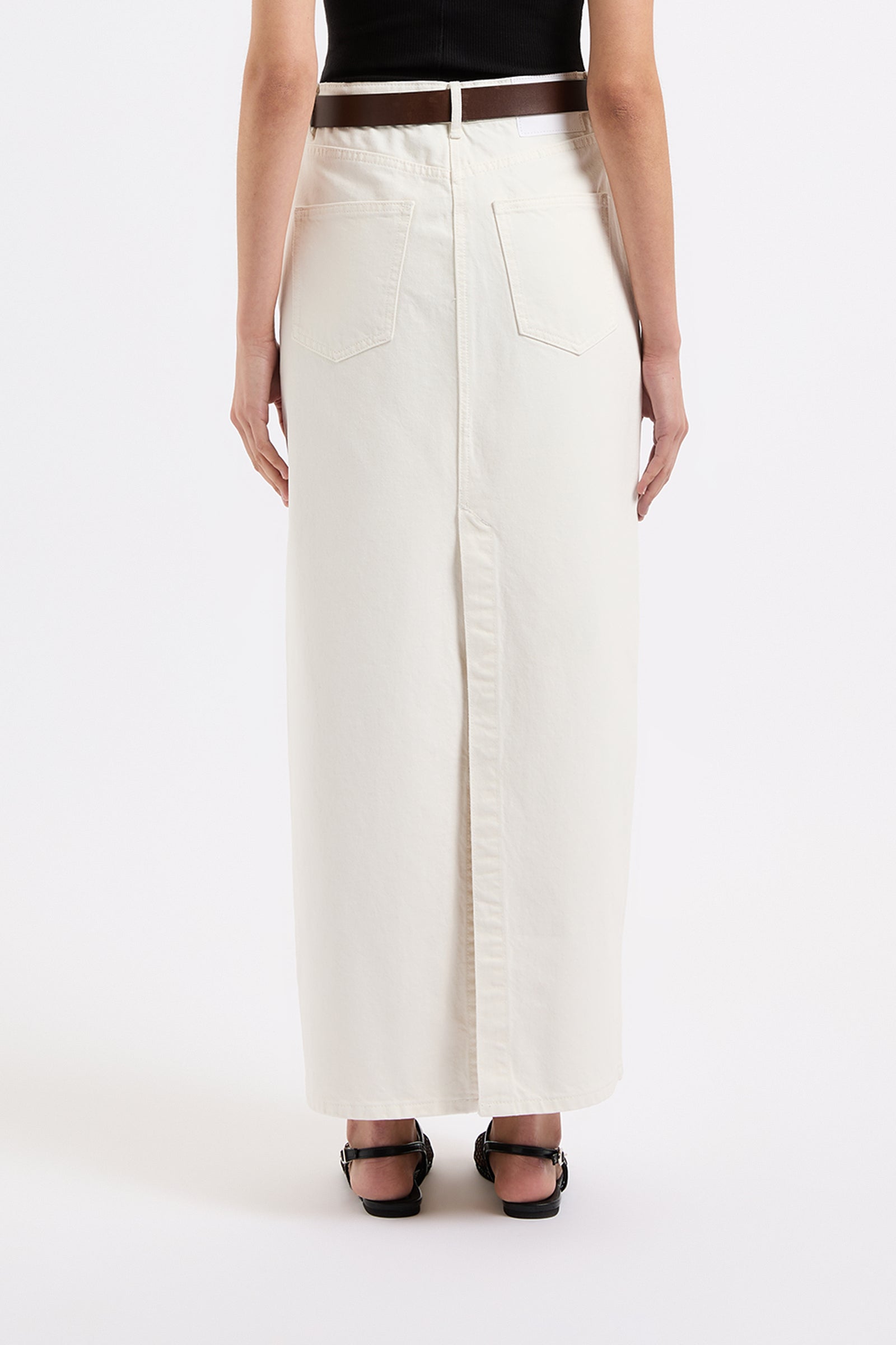 Organic Denim Maxi Skirt Ecru 