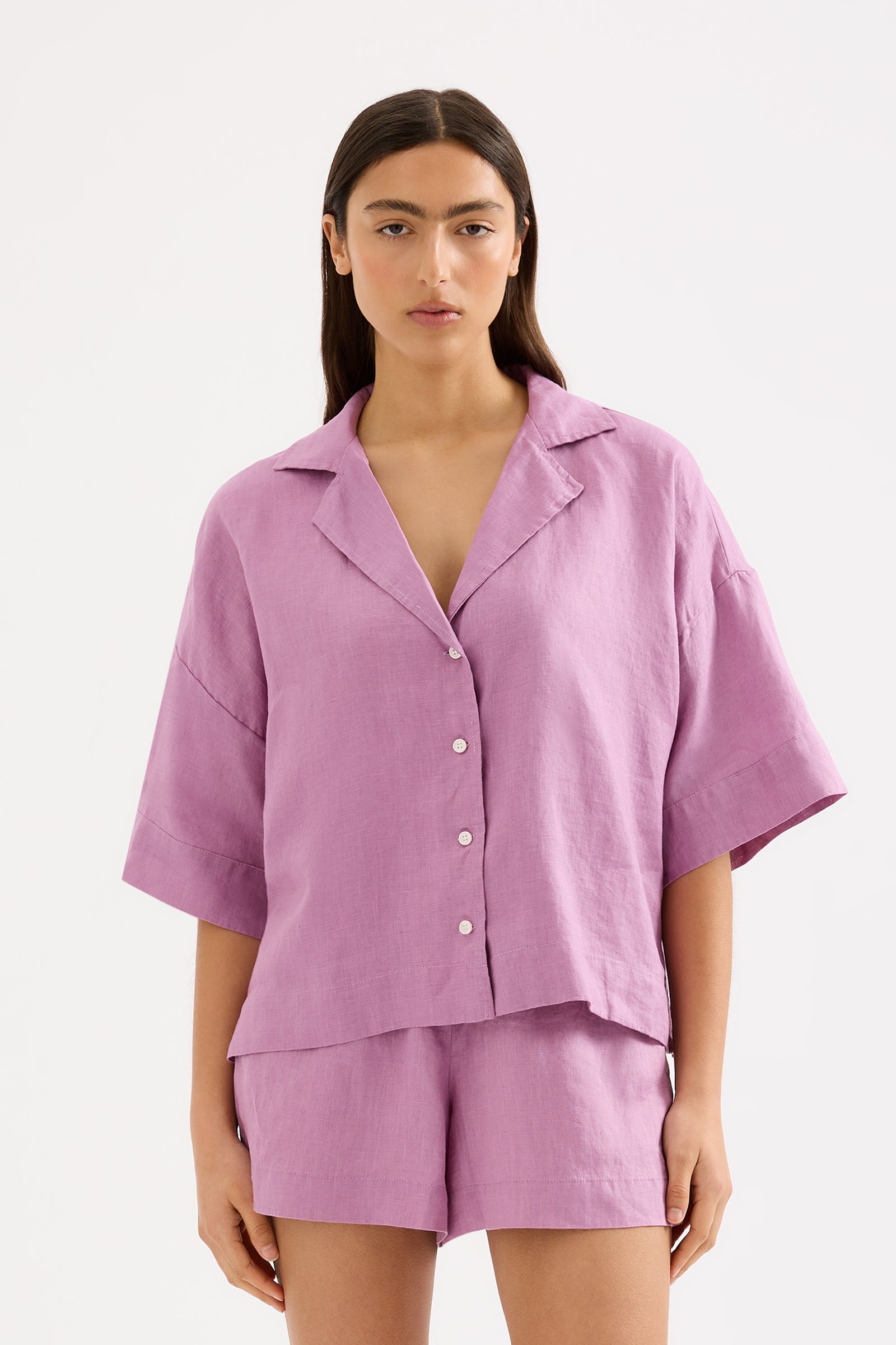 Lounge Linen Shirt Grape 