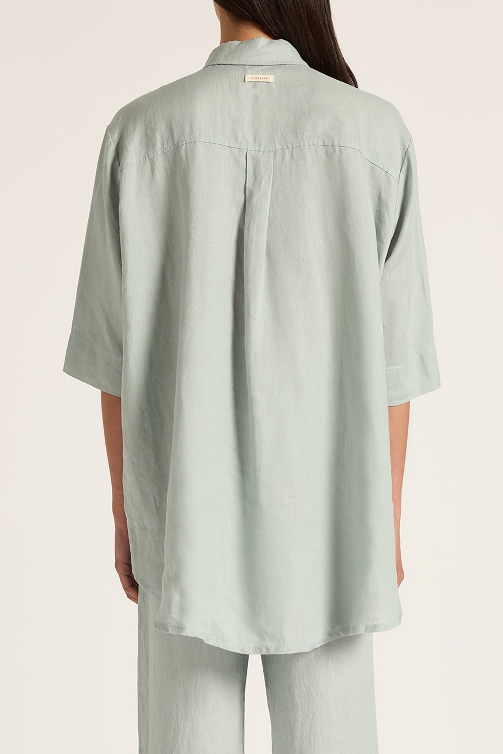 Lounge Linen Longline Shirt Seafoam 