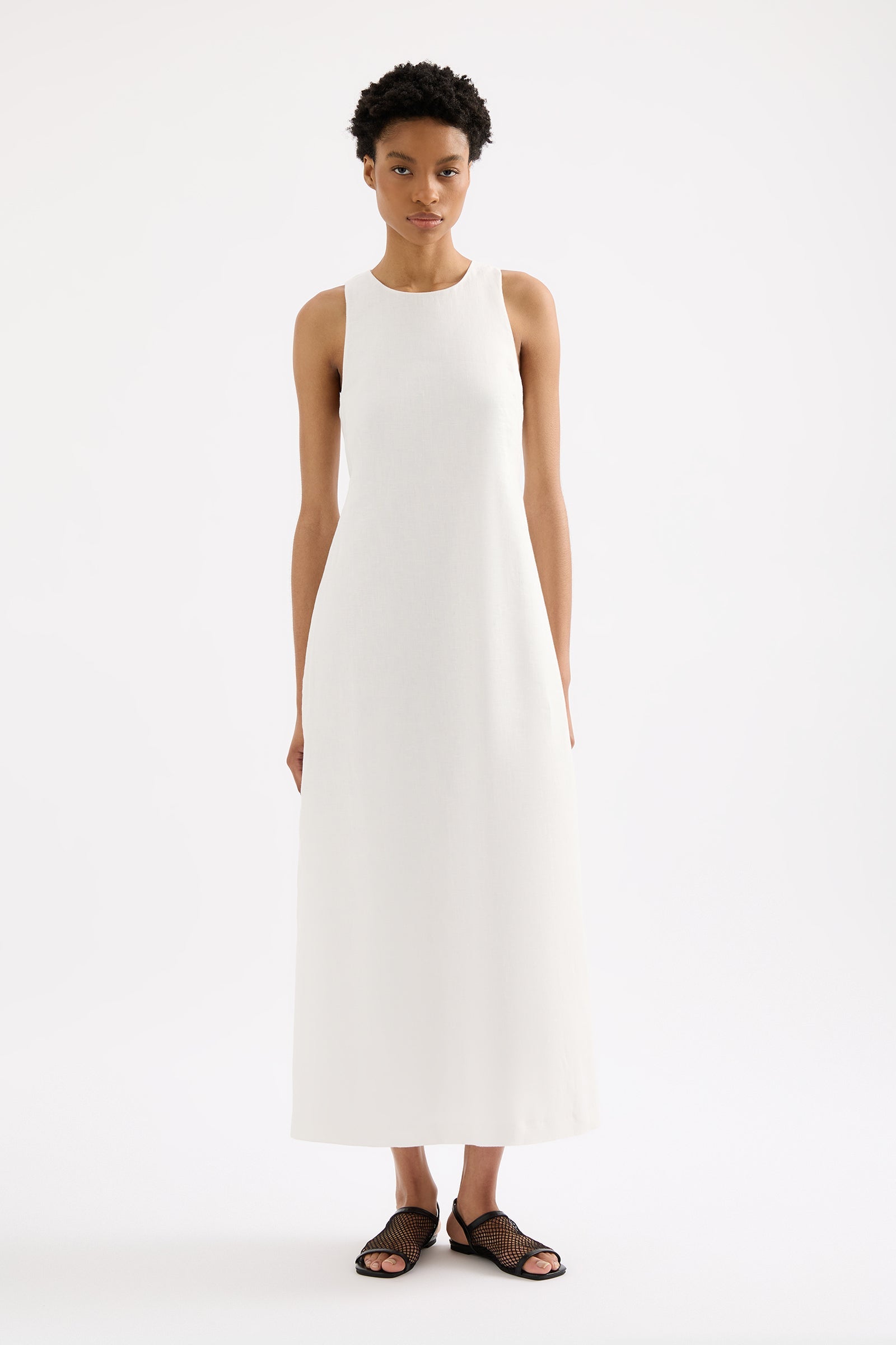 Thilda Linen Maxi Dress White 