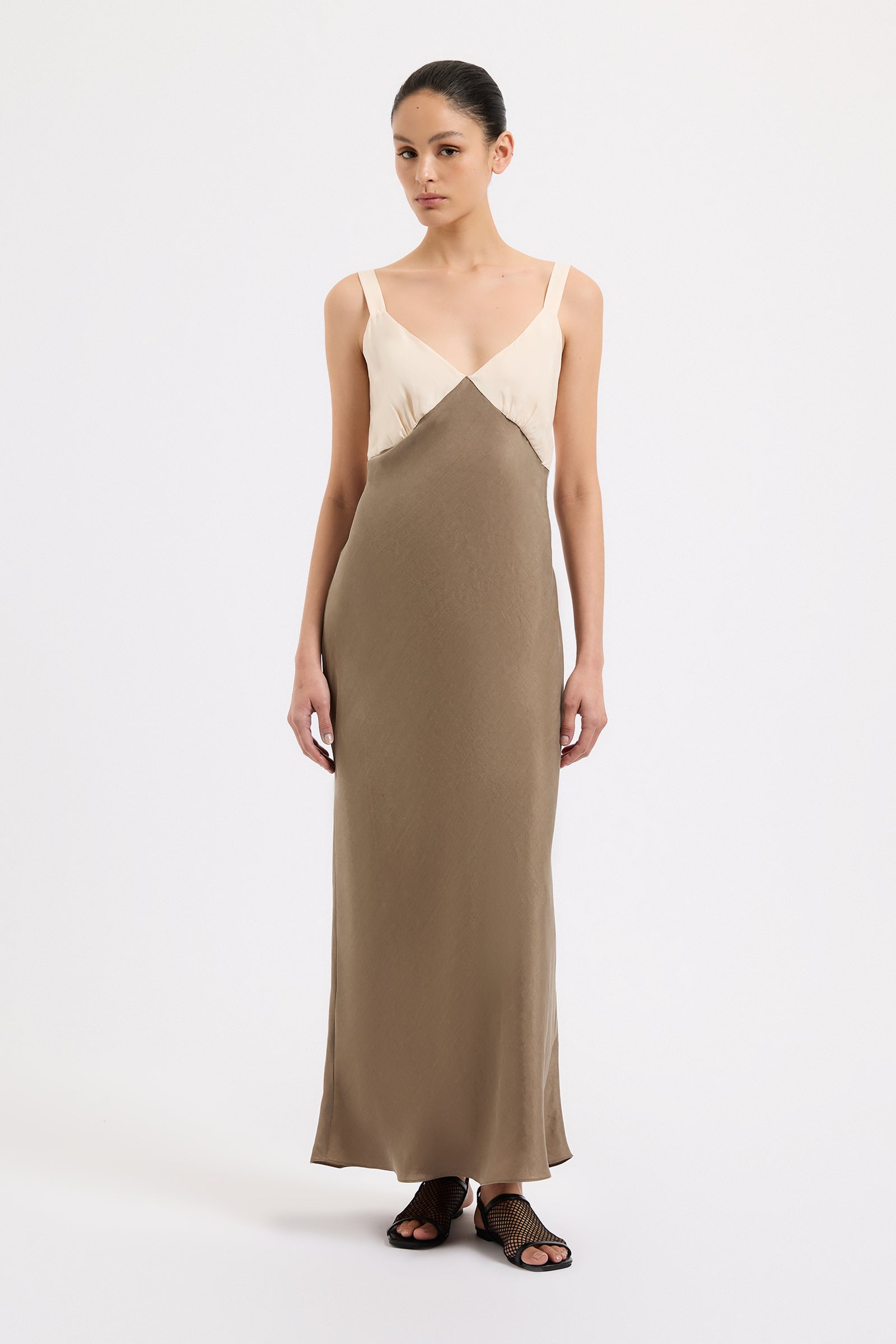 Seshni Tencel Slip Dress Chestnut Splice 