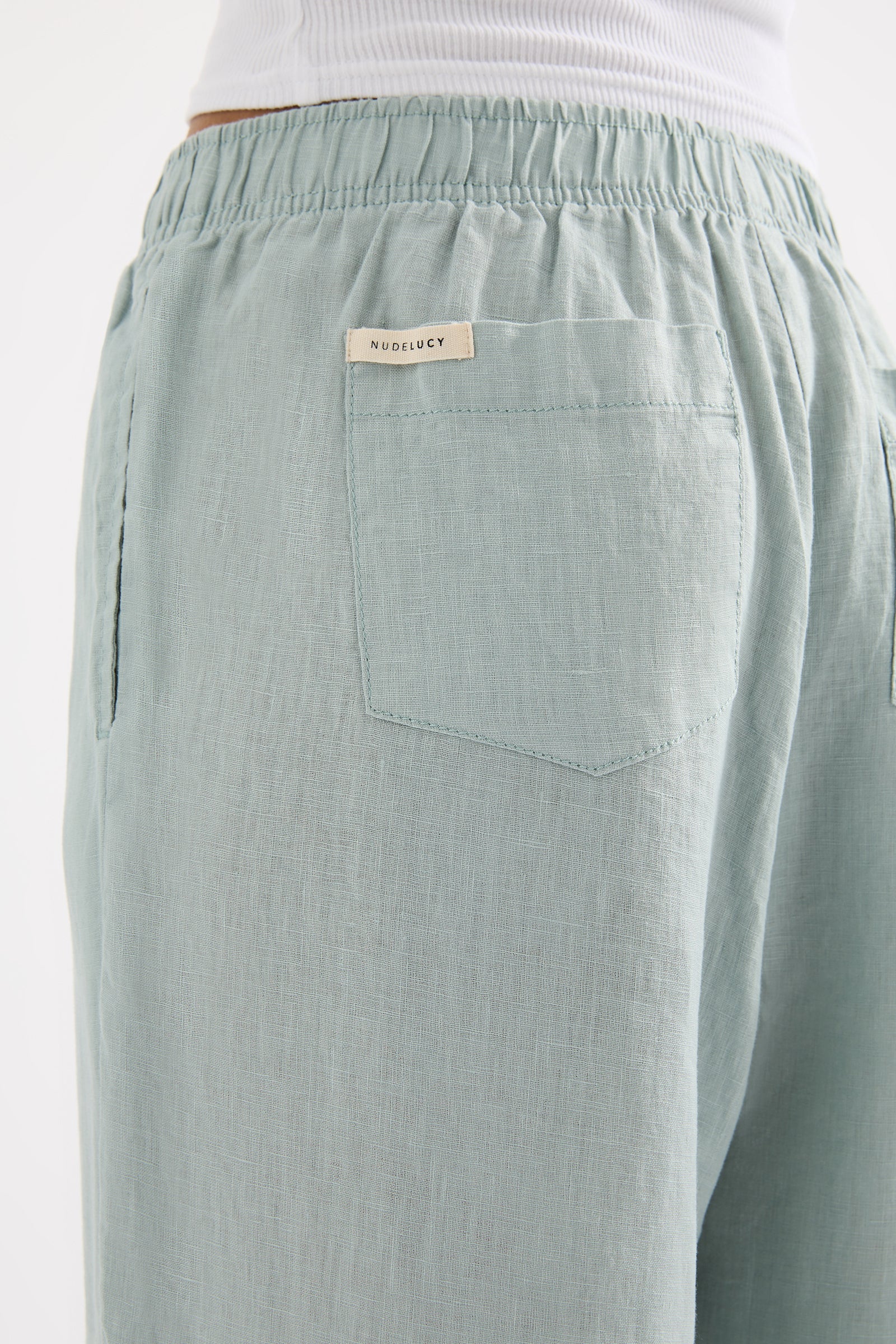 Lounge Linen Crop Pant Seafoam 