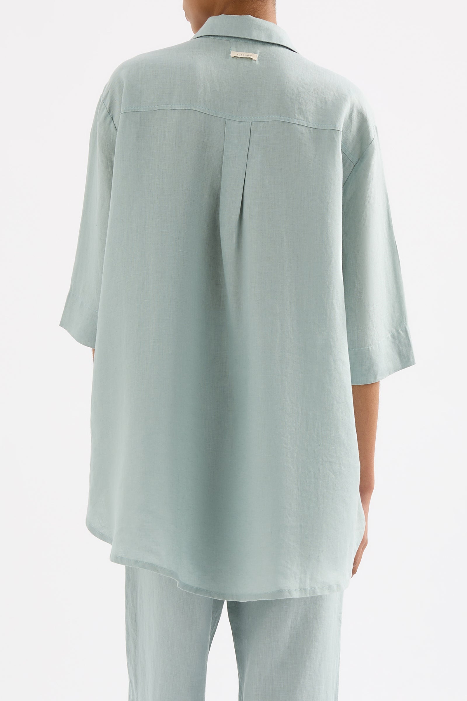 Lounge Linen Longline Shirt Seafoam 