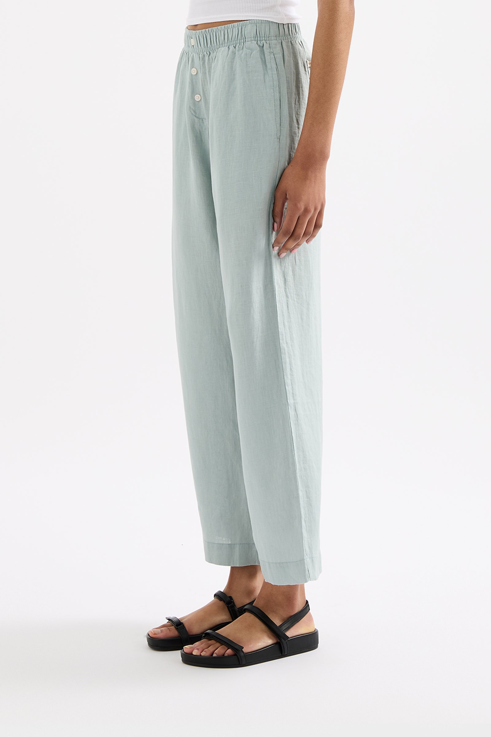 Lounge Linen Crop Pant Seafoam 