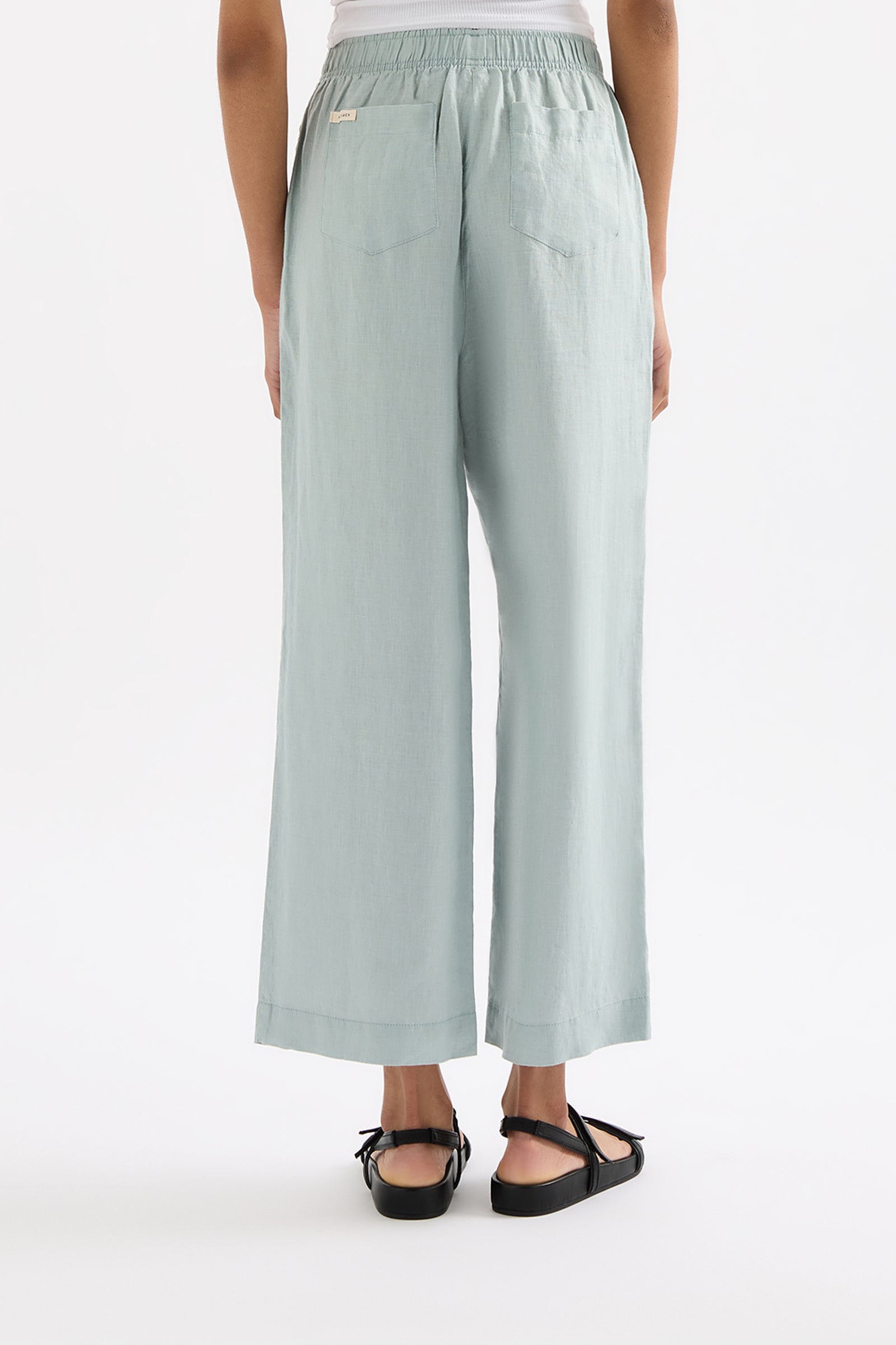 Lounge Linen Crop Pant Seafoam 