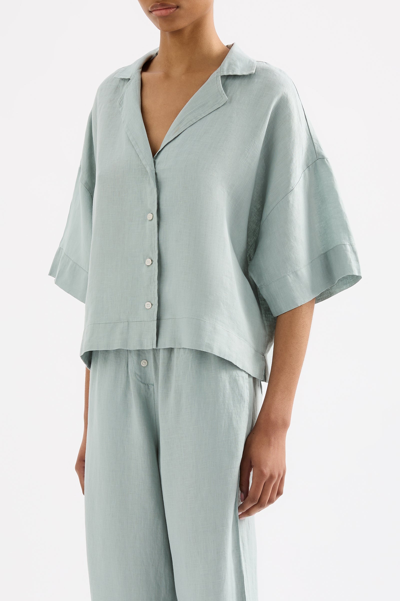 Lounge Linen Shirt Seafoam 