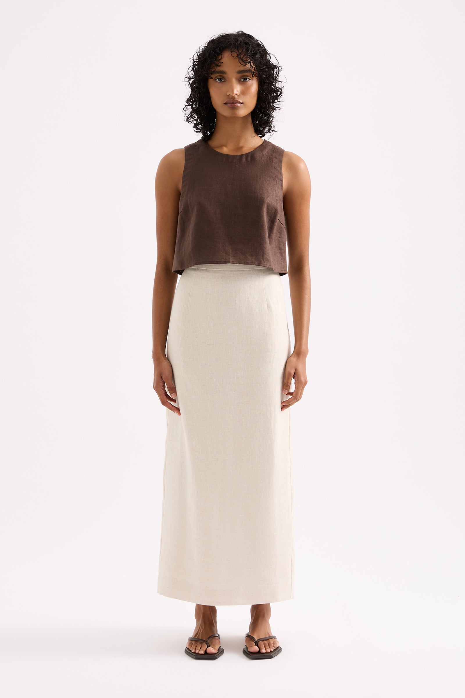 Sadie Linen Maxi Skirt Natural 