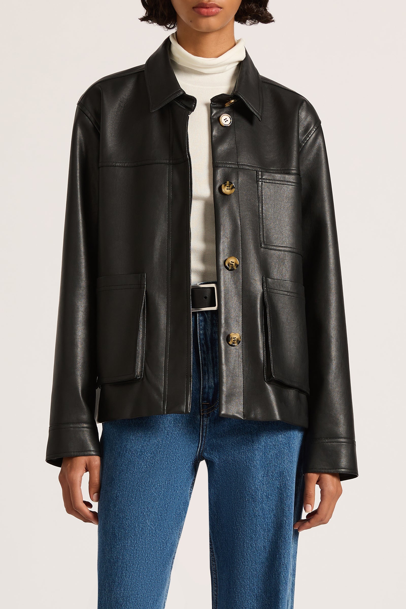 Telsey Faux Leather Jacket Black 