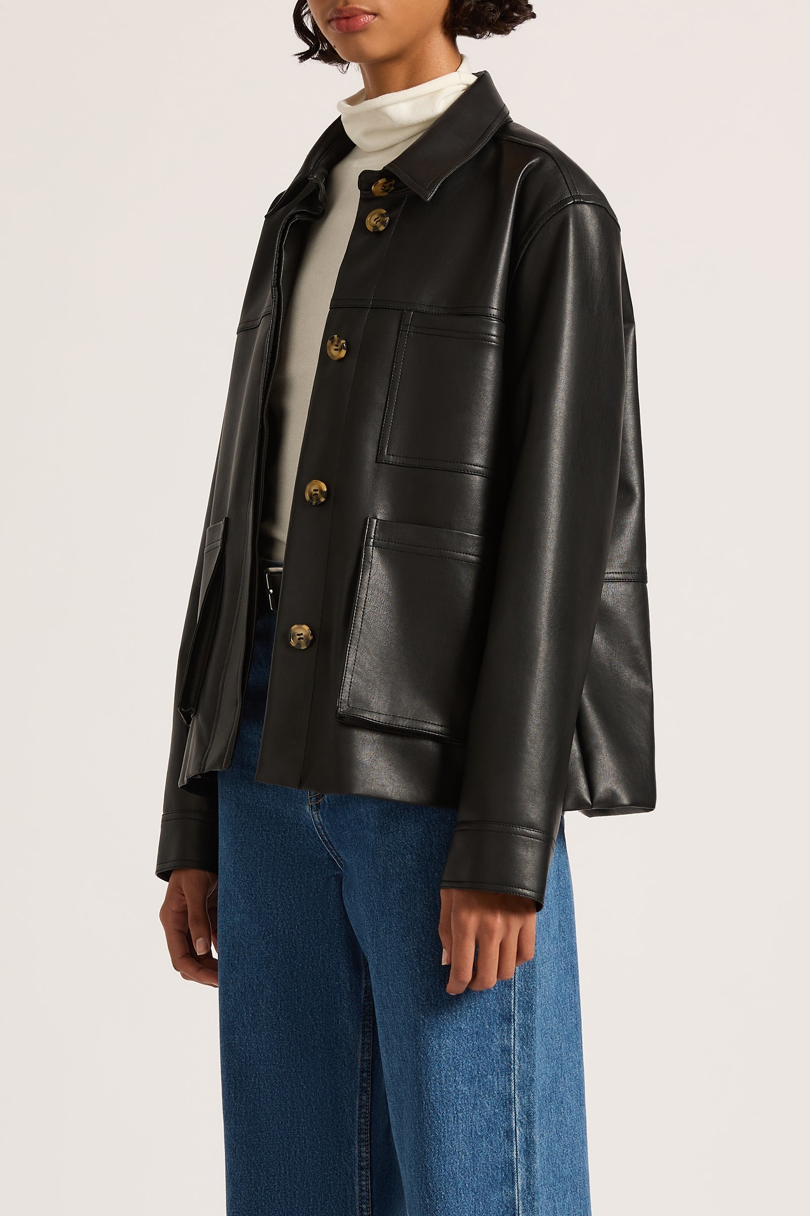 Telsey Faux Leather Jacket Black 