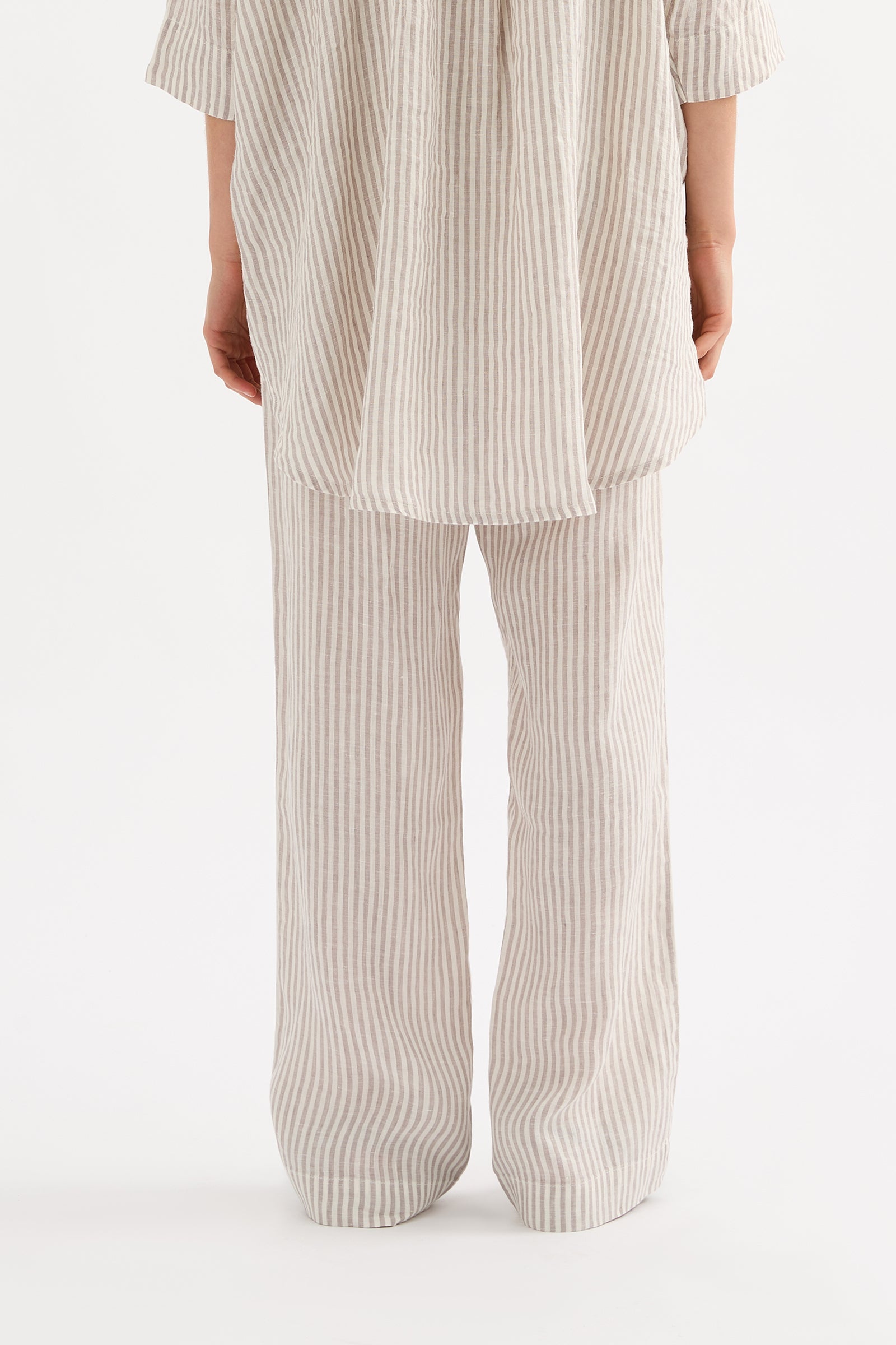 Lounge Stripe Linen Pant Silver Stripe 