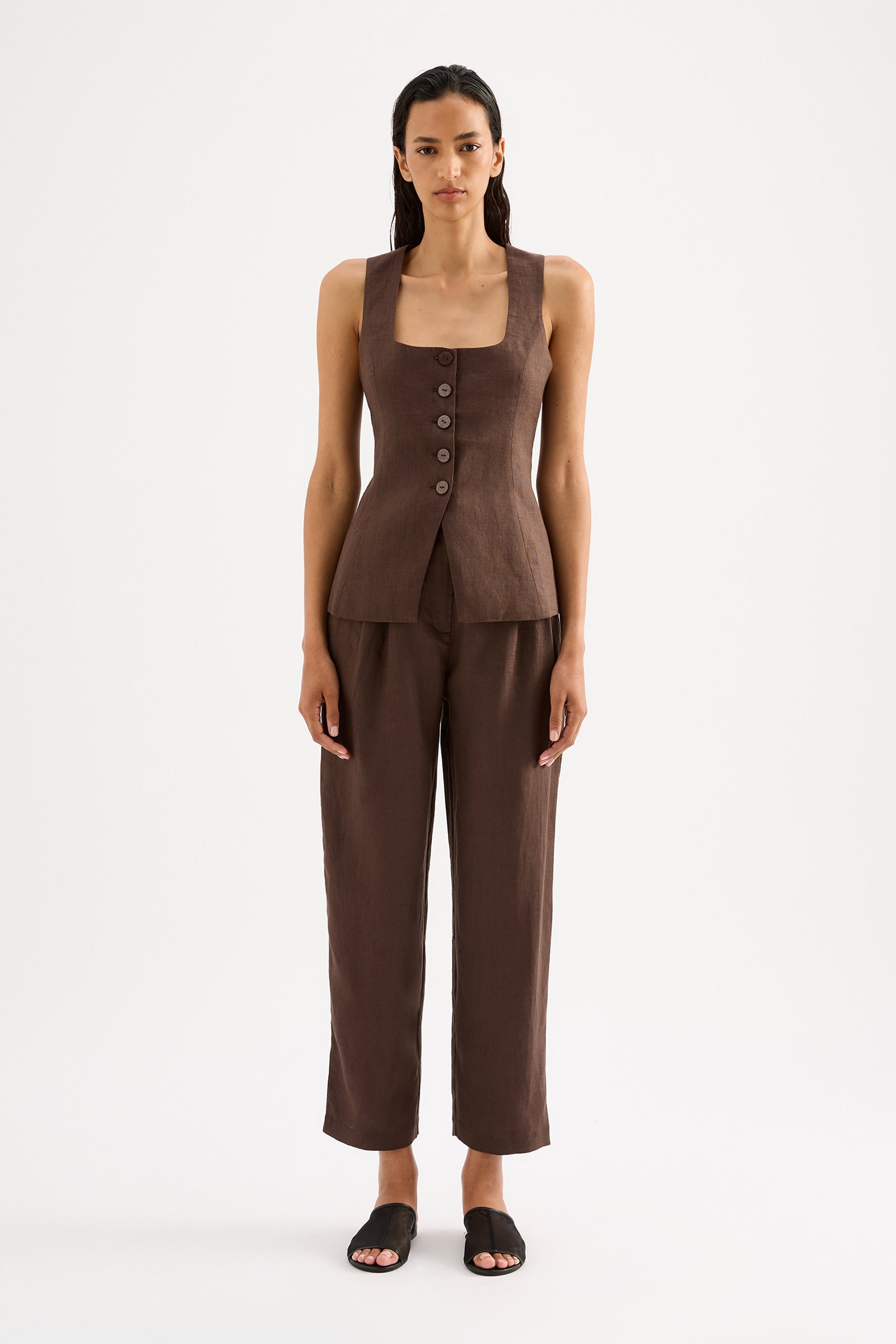 Ingrid Linen Pant Clove 