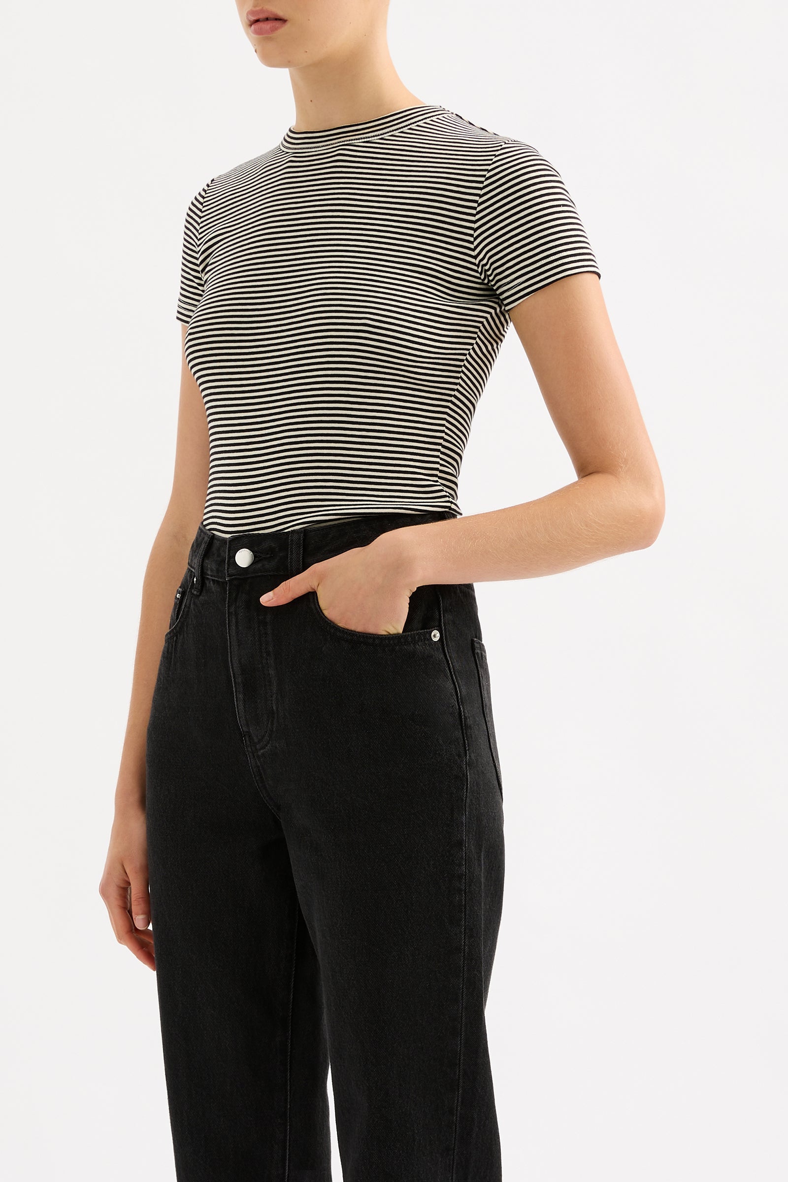 Organic Baby Tee Black Stripe 