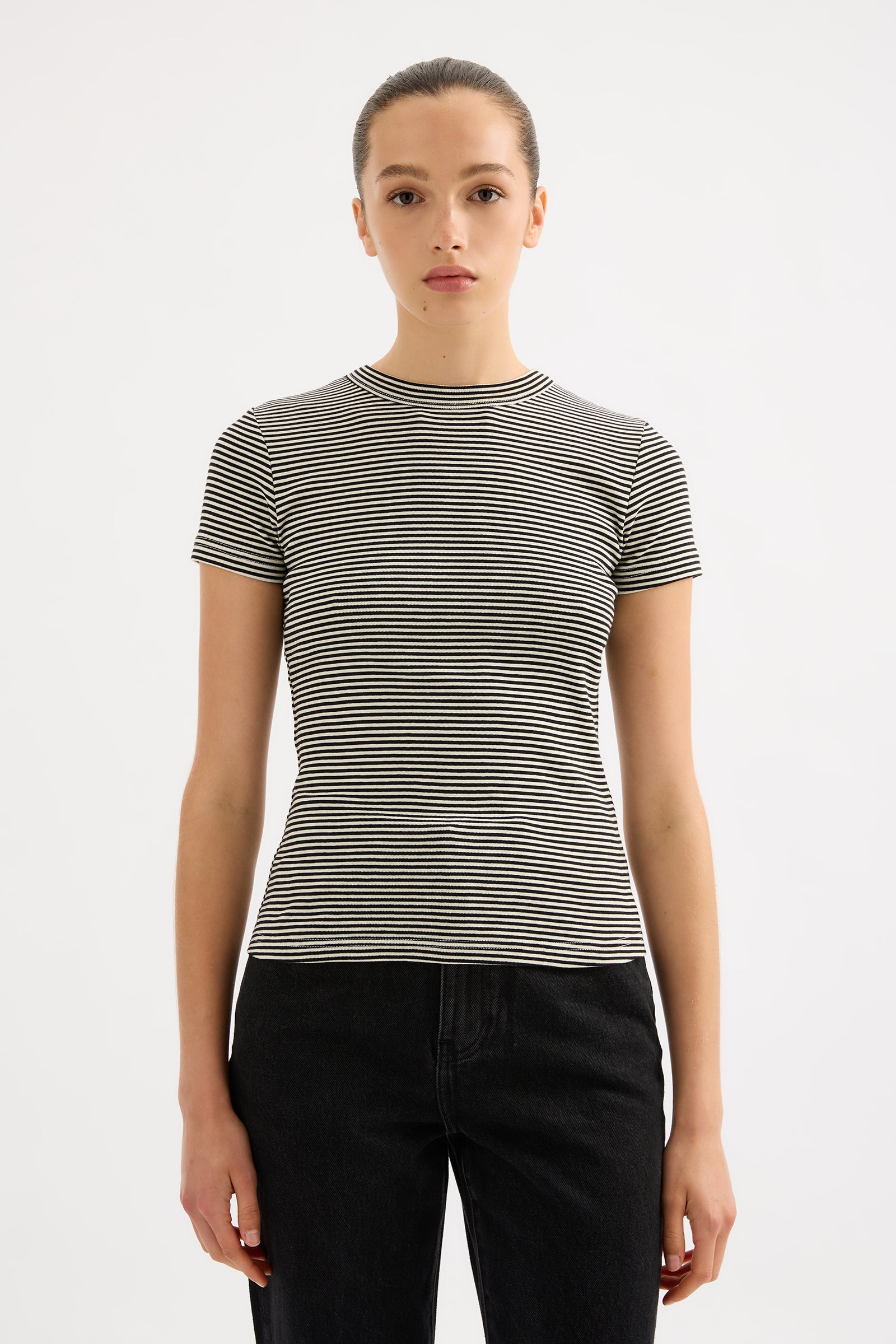 Organic Baby Tee Black Stripe 