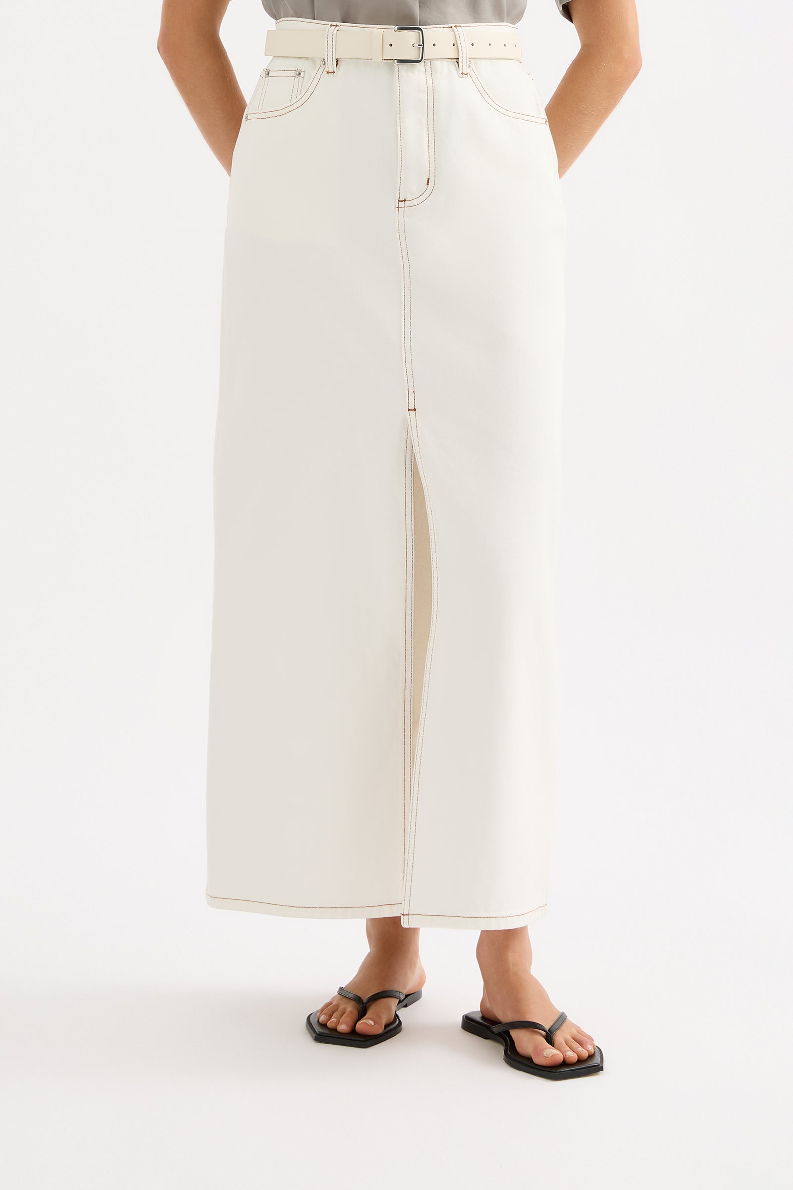 Sia Denim Maxi Skirt Salt 