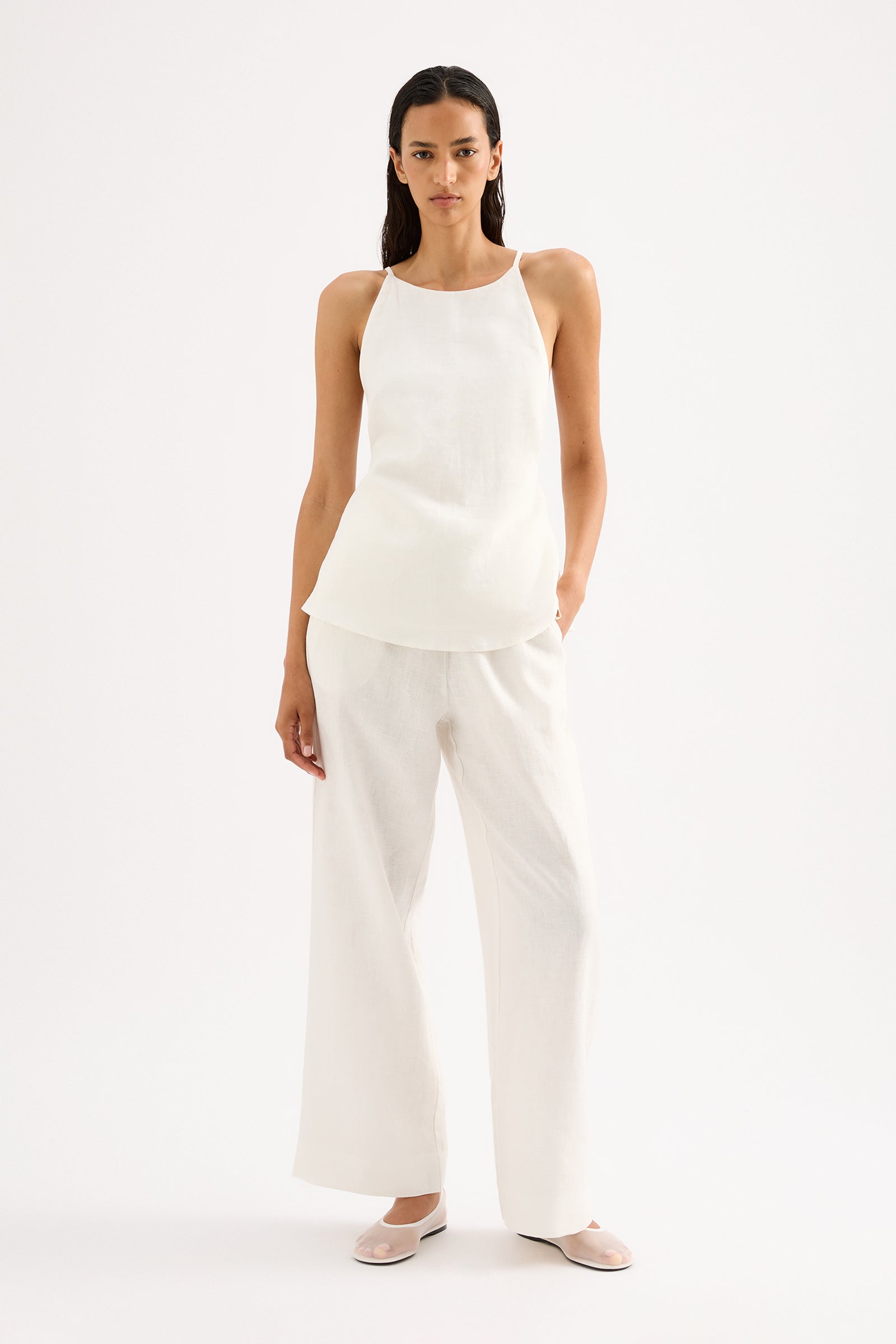 Ziba Linen Top White 