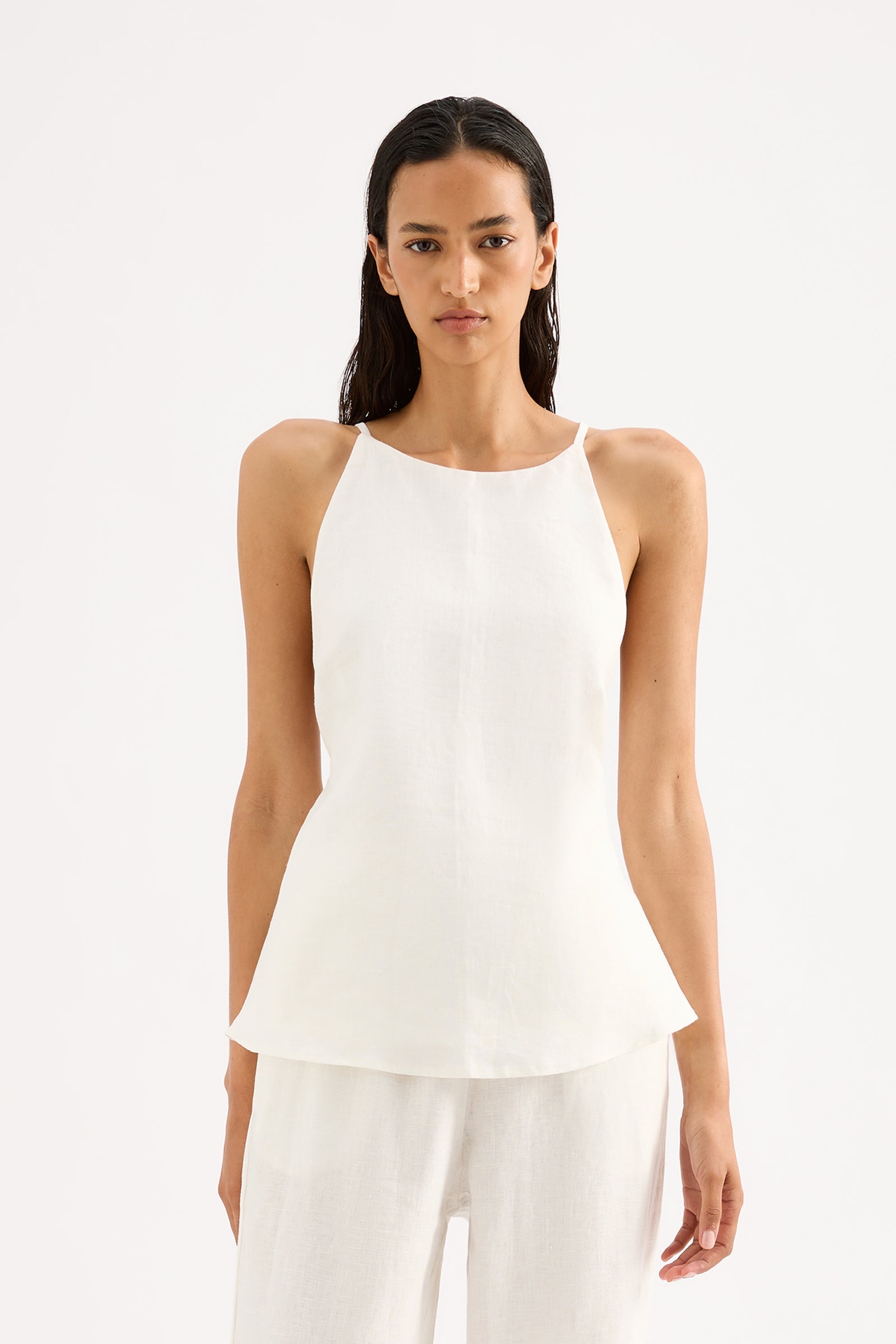 Ziba Linen Top White 