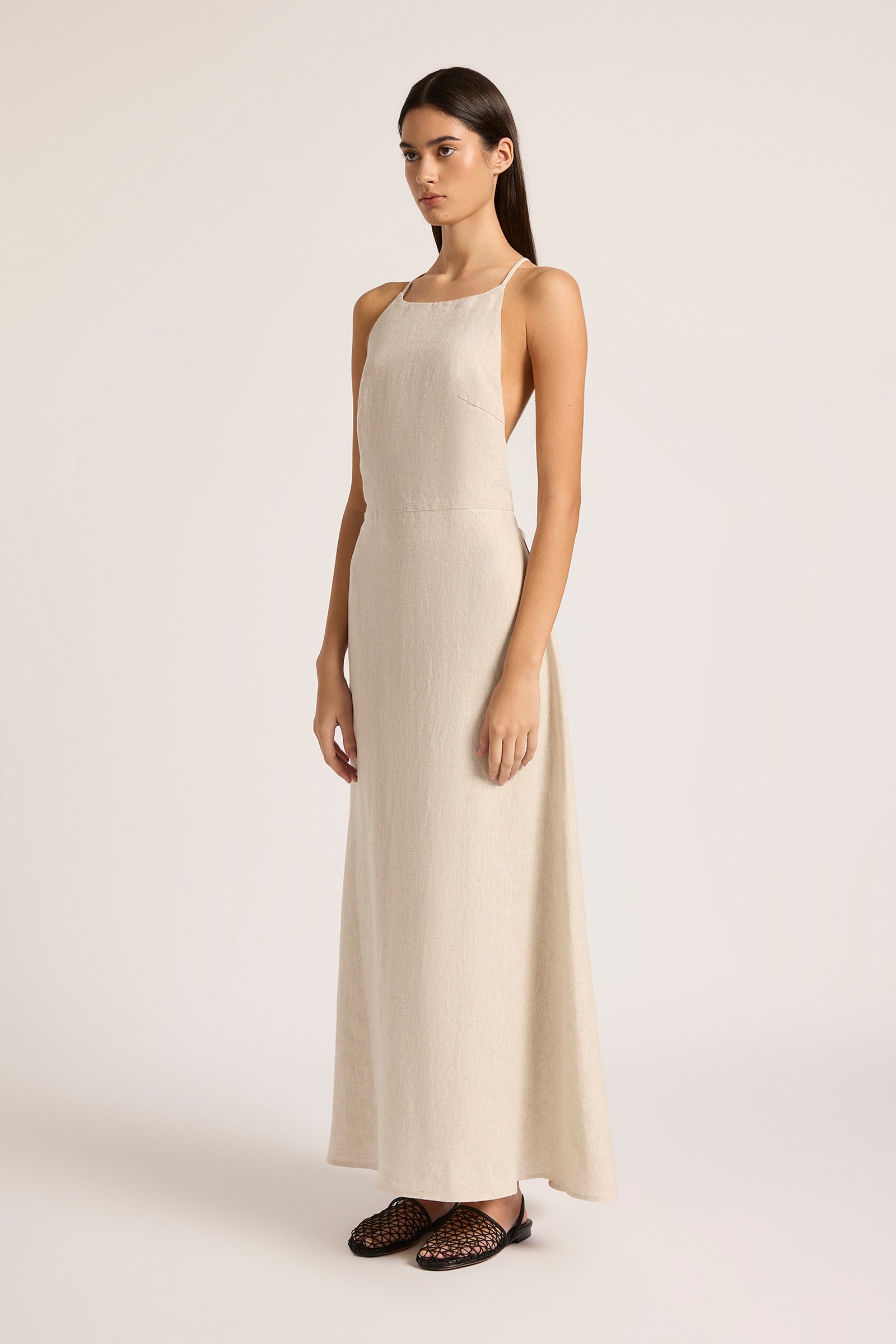 Ziba Linen Maxi Dress Natural 