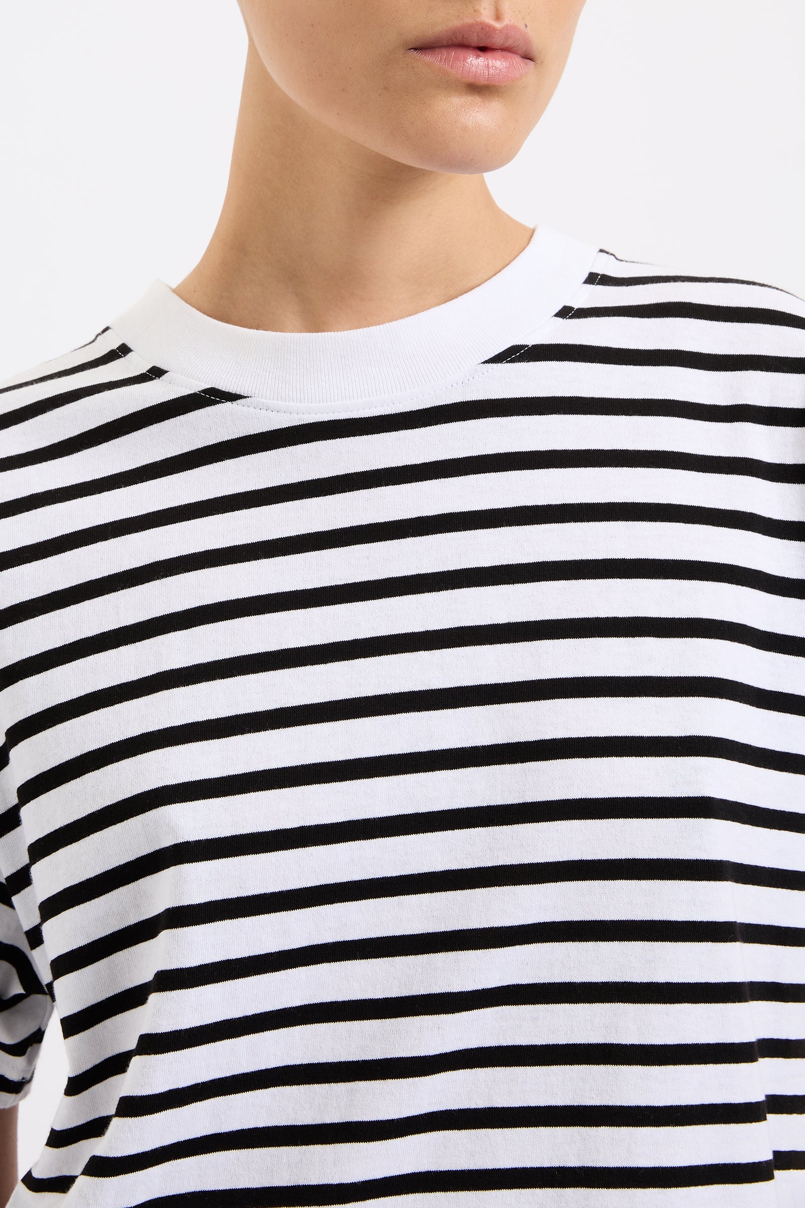 Organic Stripe Boyfriend Tee Black Stripe 